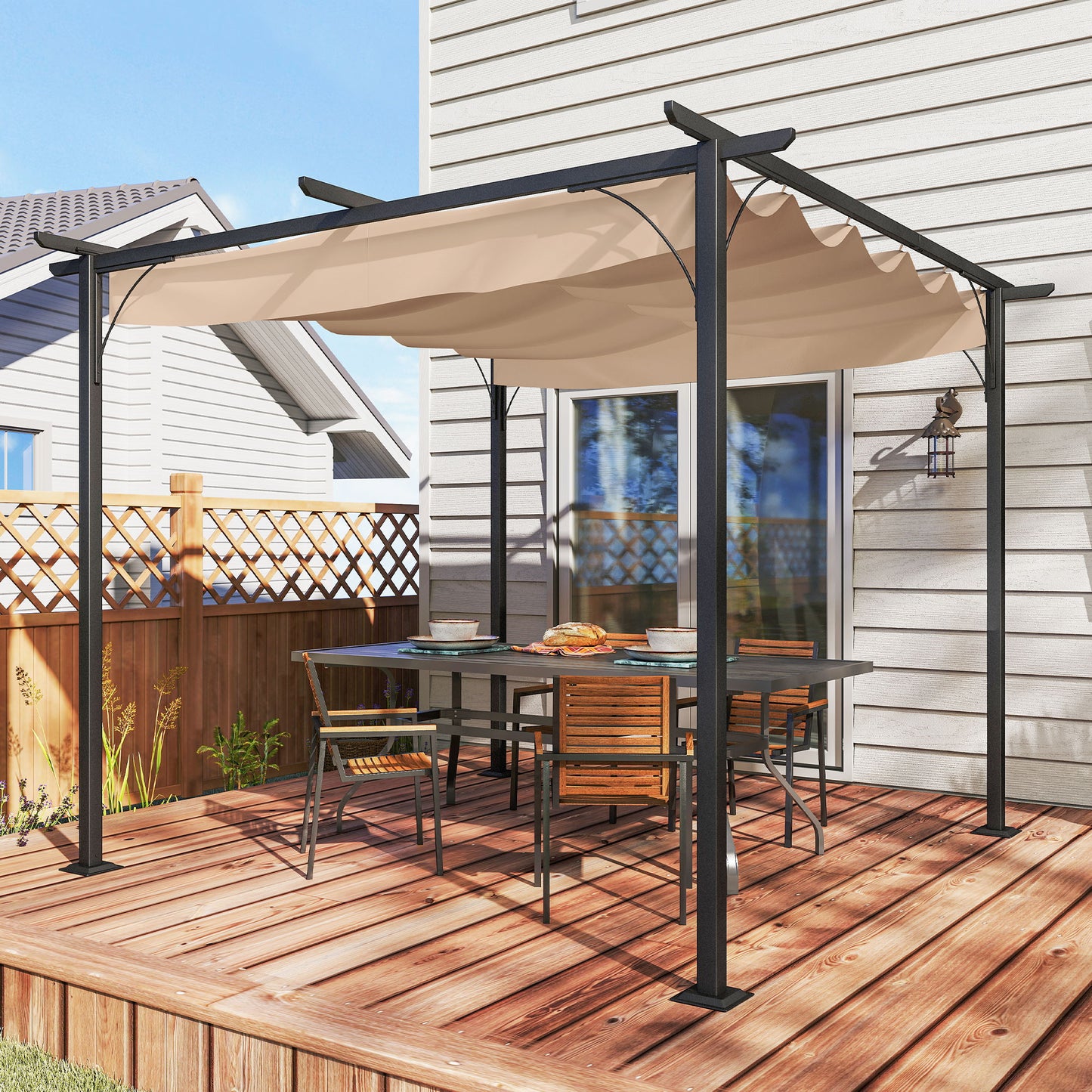 3 x 3(m) Metal Pergola with Retractable Roof