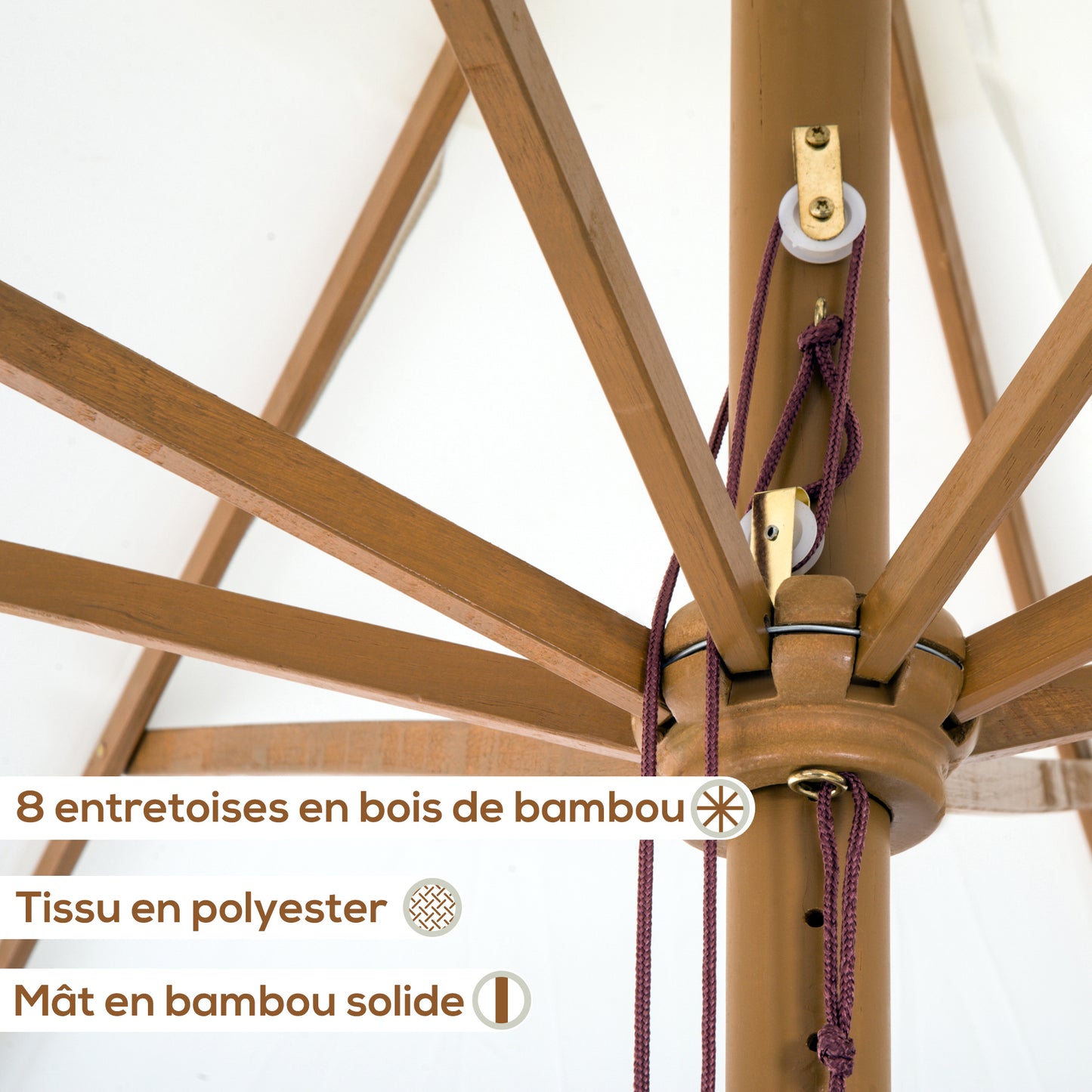 3.3m Elegant Wooden Parasol