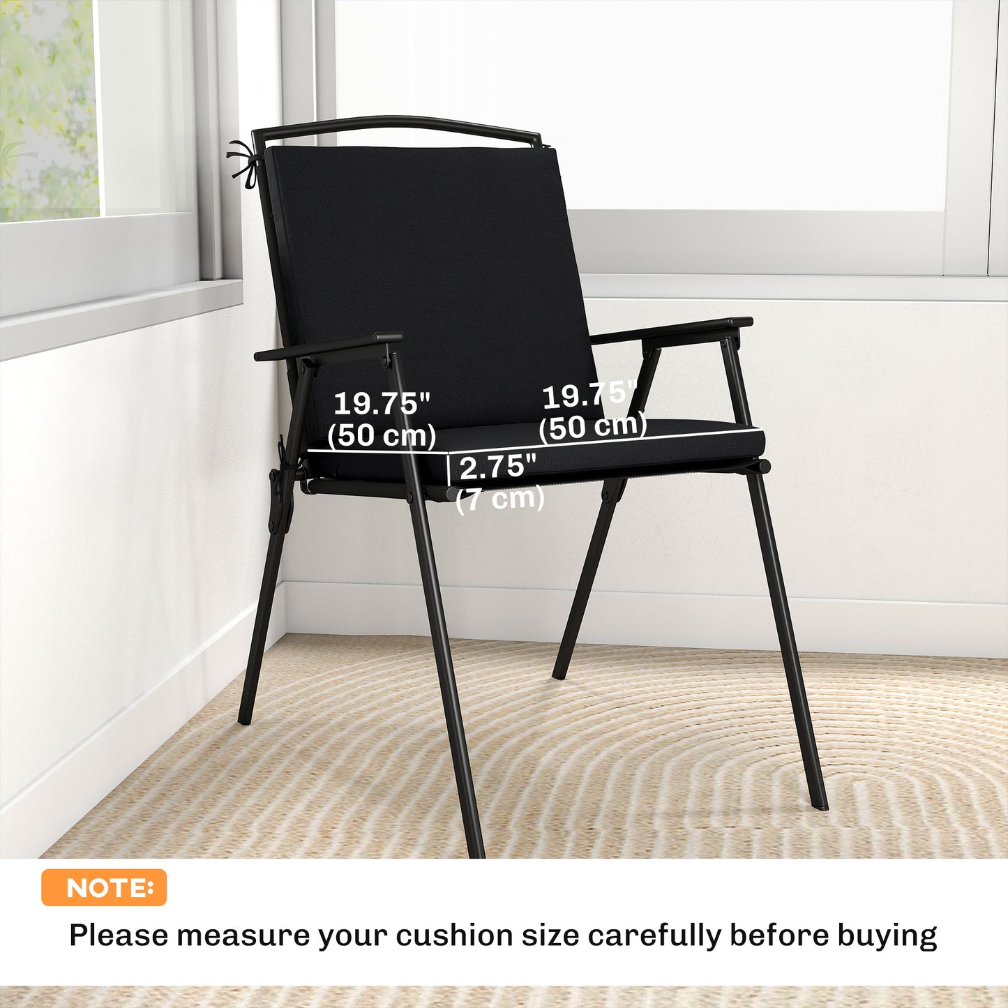 Outdoor Seat Cushions Set of 2 with Ties, Waterproof Garden Seat Pads
