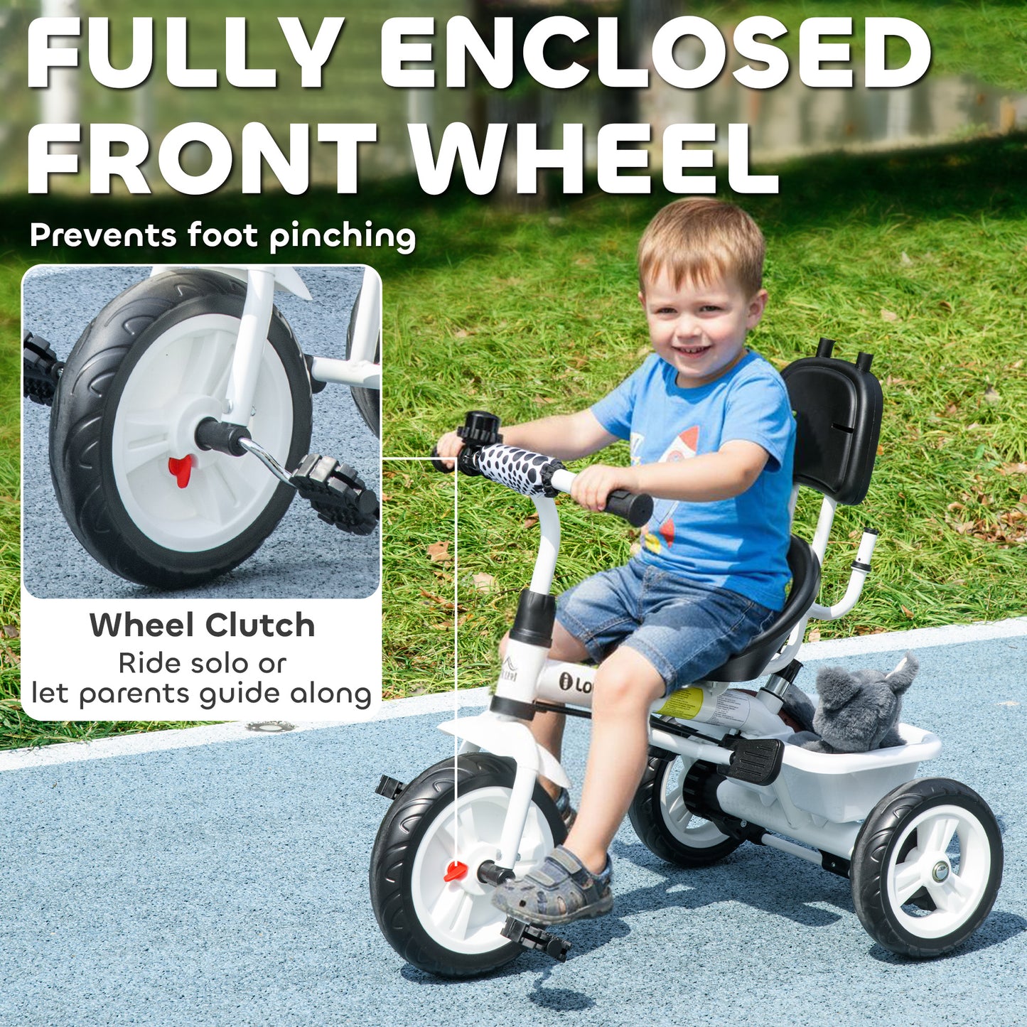 6 in 1 Tricycle for Kids with 5-point harness straps, Removable Canopy (2)