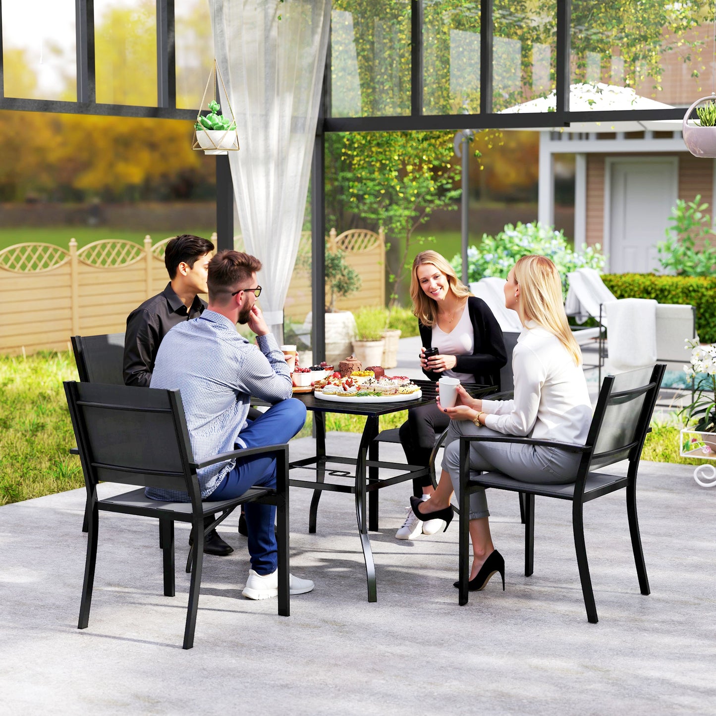 94 x 94 cm Garden Table with Parasol Hole