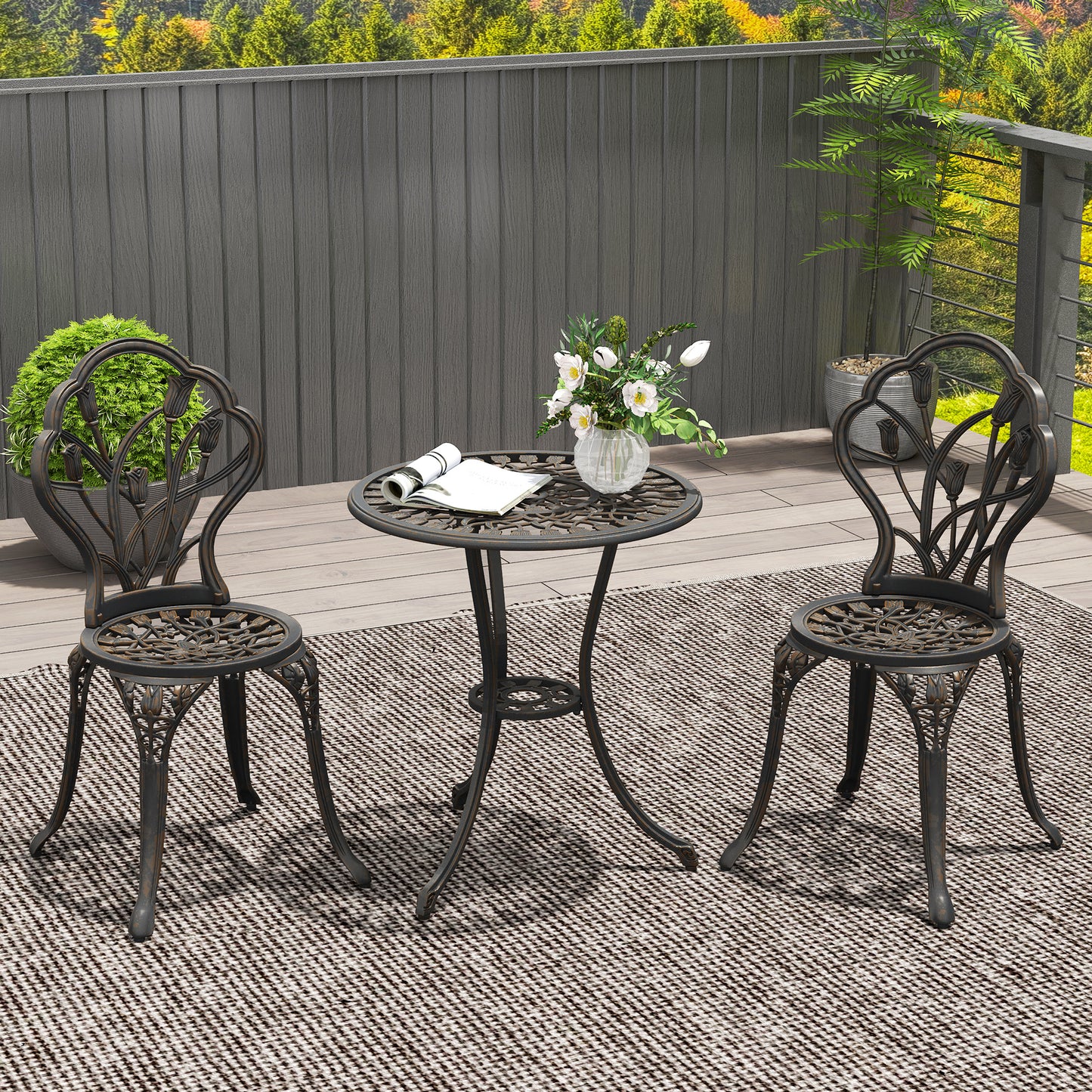 3 Piece Patio Bistro Set for 2