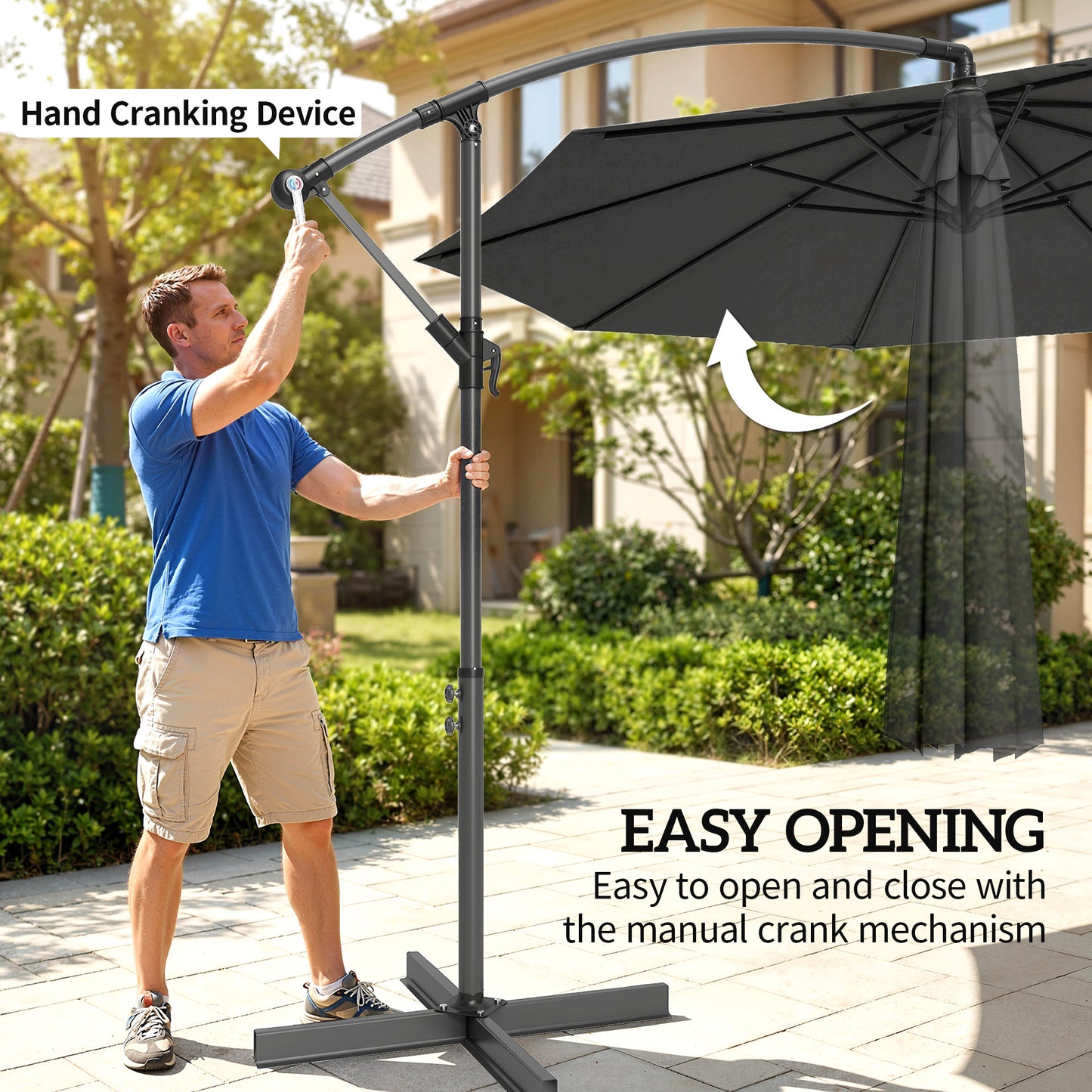 3m Overhanging Cantilever Parasol, with Cross Base (5)
