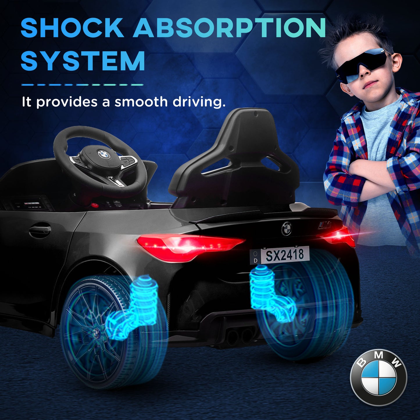 12V BMW Licensed Kids Car, with Easy Transport, Remote Control