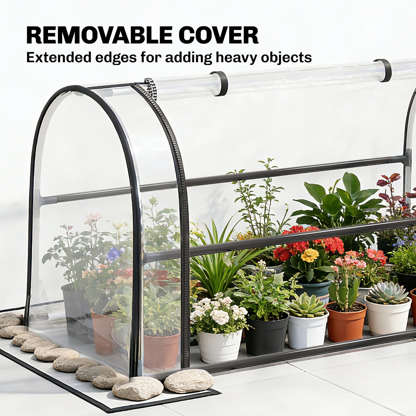 Raised Planter with Flip-Up Greenhouse Cover
