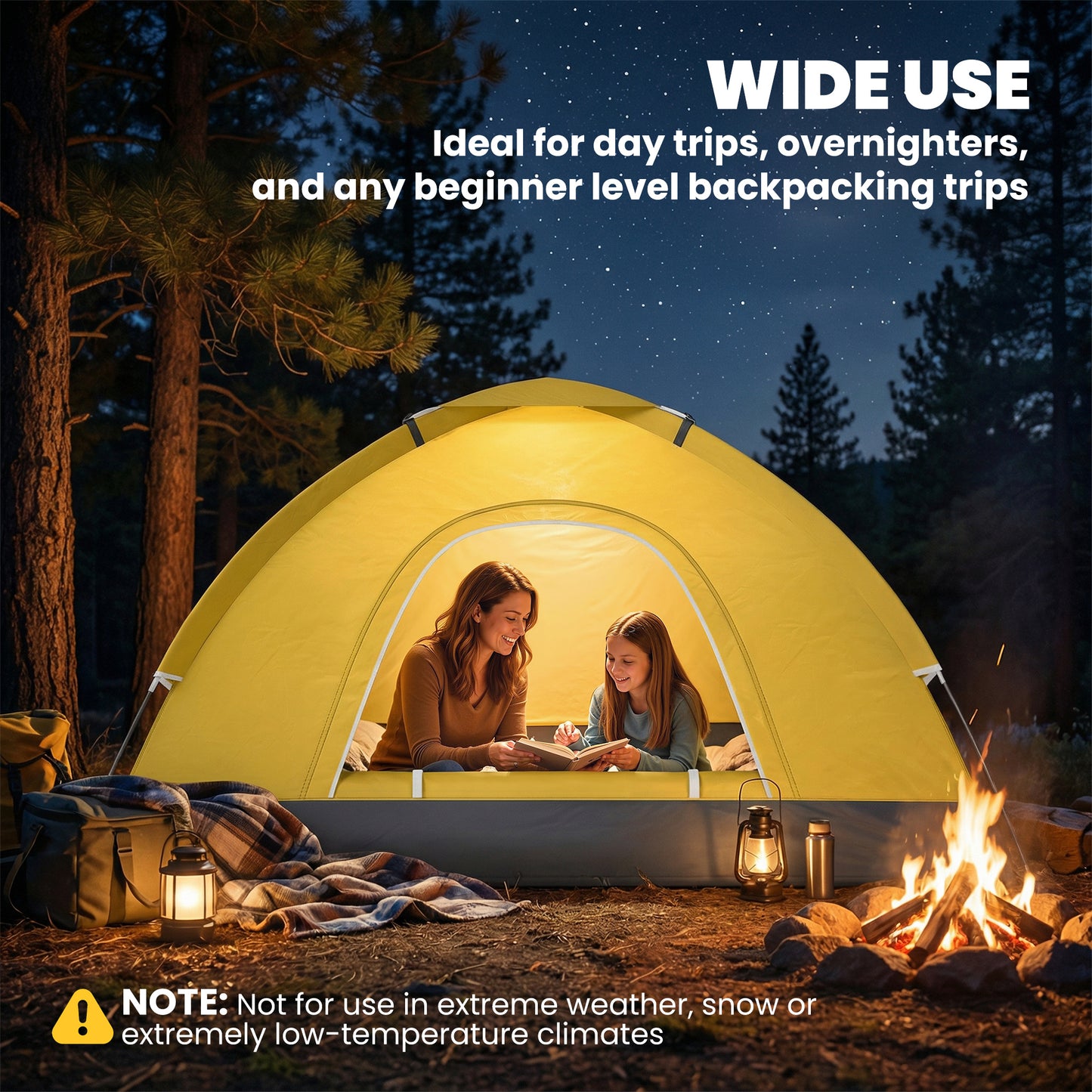 2 Person Camping Tent, Dome Tent with Zipped Doors, Storage Pocket