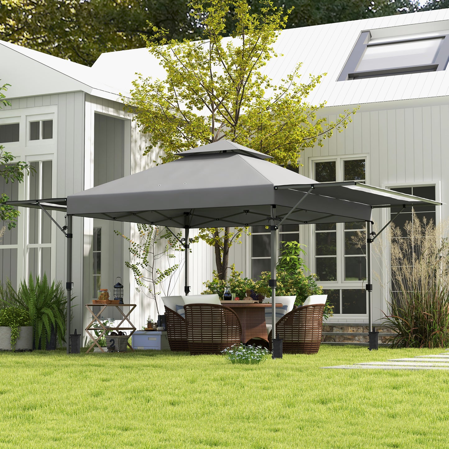 3 x 3m Height Adjustable Pop-Up Gazebo, with Accessories