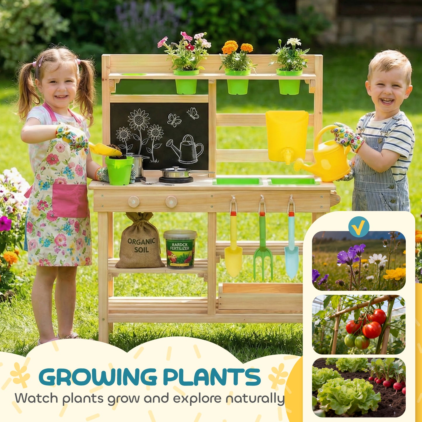 Kids Mud Kitchen, Outdoor Wooden Play Kitchen