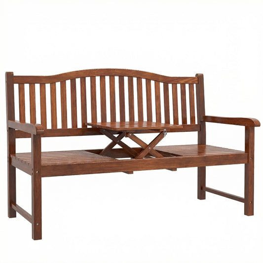 Garden Loveseat Bench, 2-3 Seater Outdoor Bench with Liftable Table