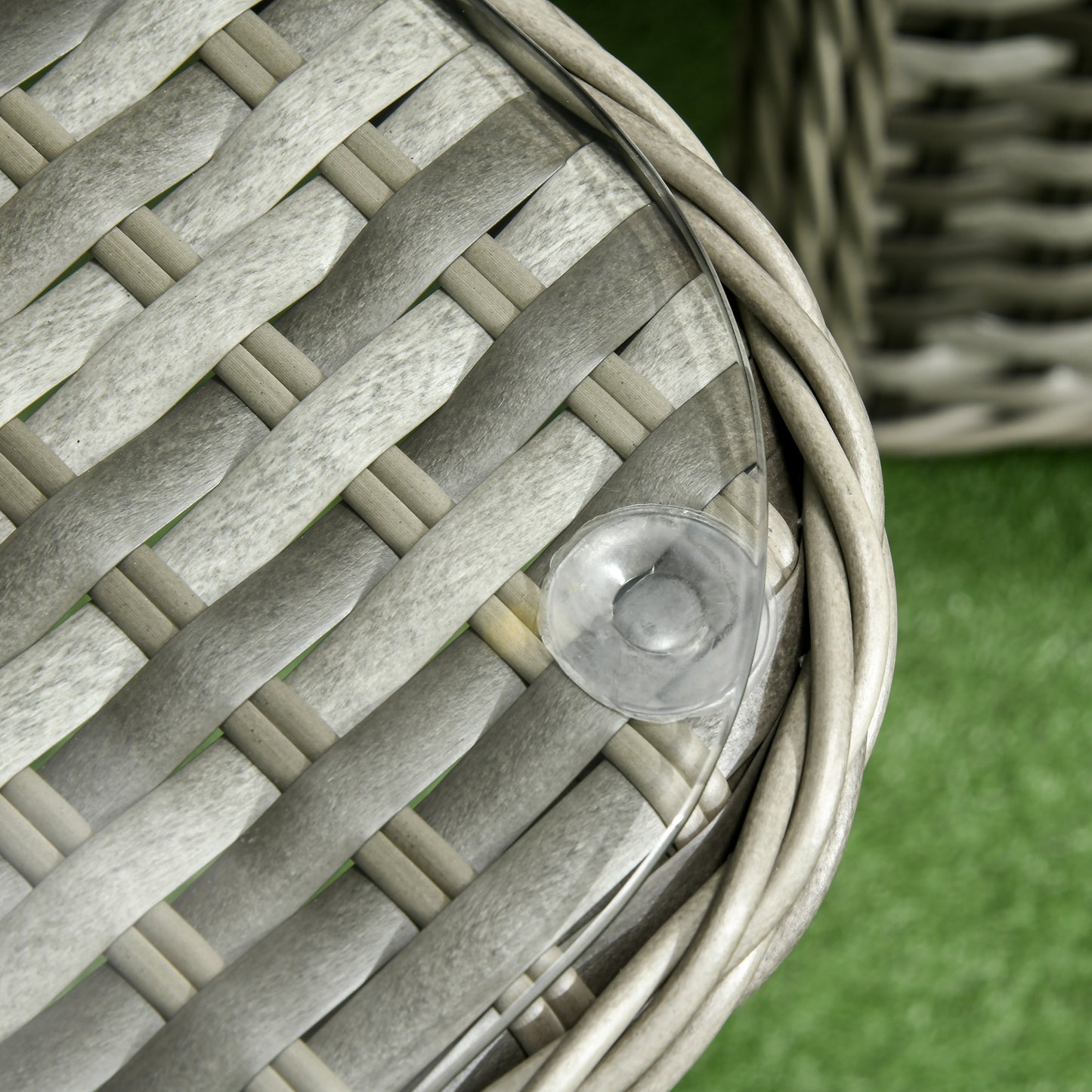 Four-Piece Rattan Set, with Glass-Top Table
