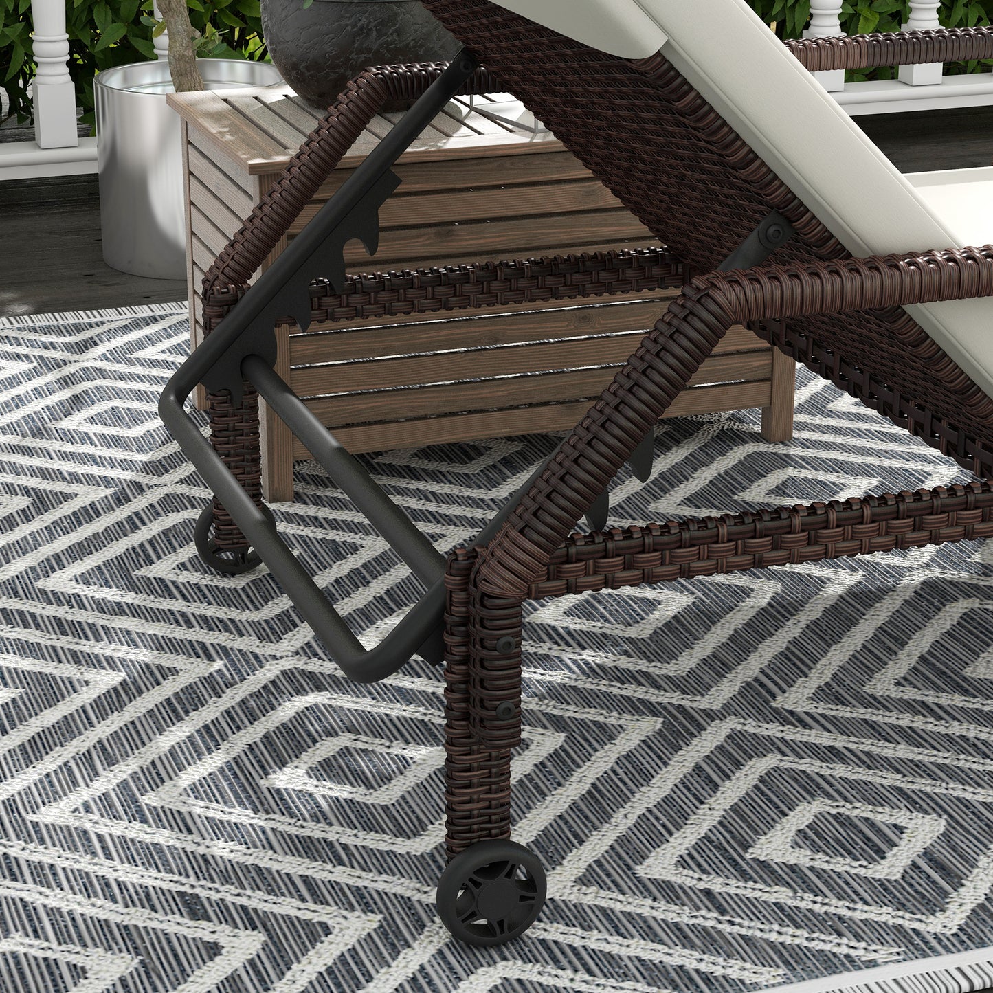 Outdoor PE Rattan Sun Lounger Set of 2 (1)