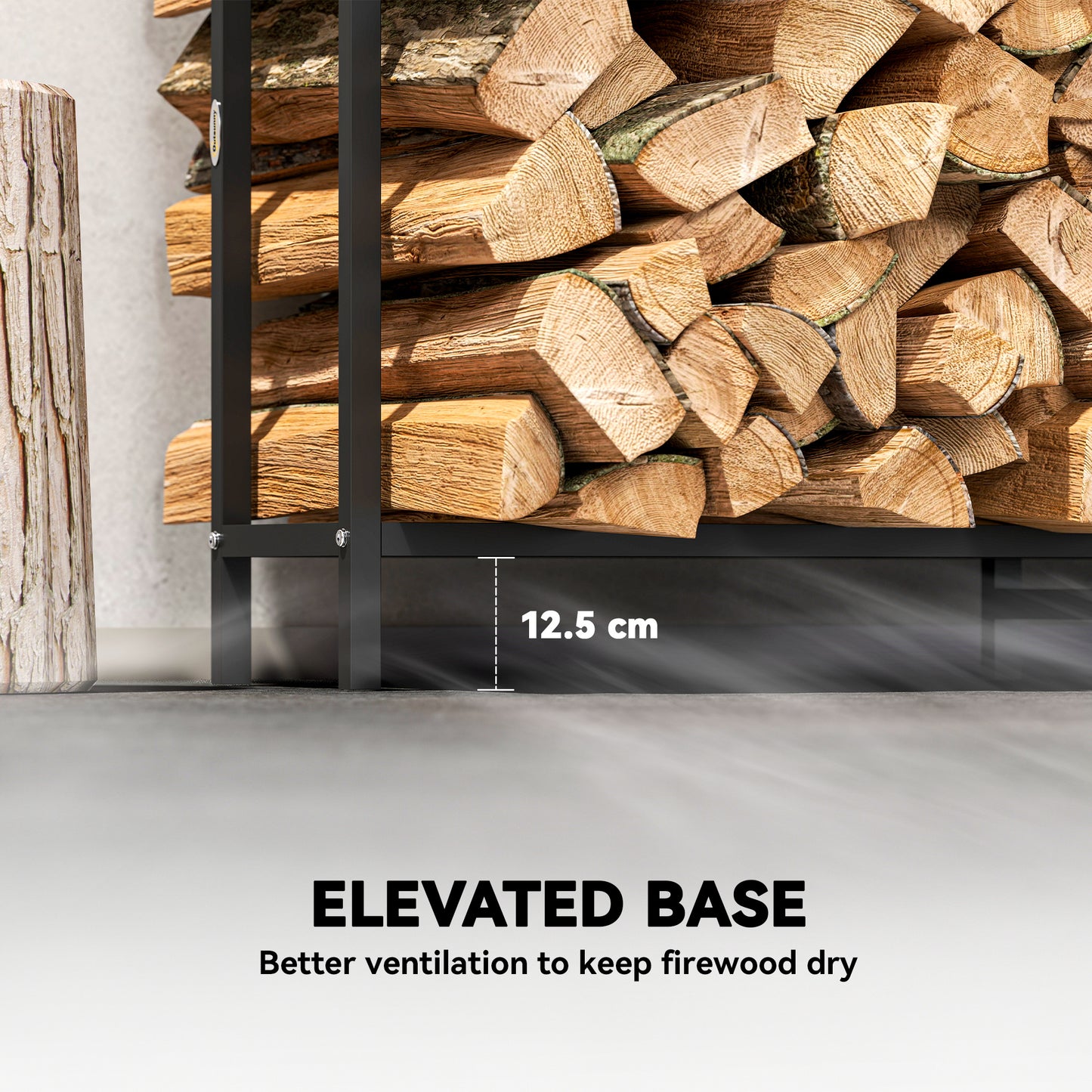 6.5 FT Steel Firewood Log Rack with 300 kg Capacity