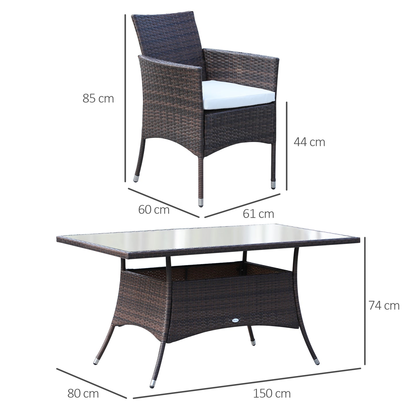 6 Seater Rattan Dining Set with Cushions