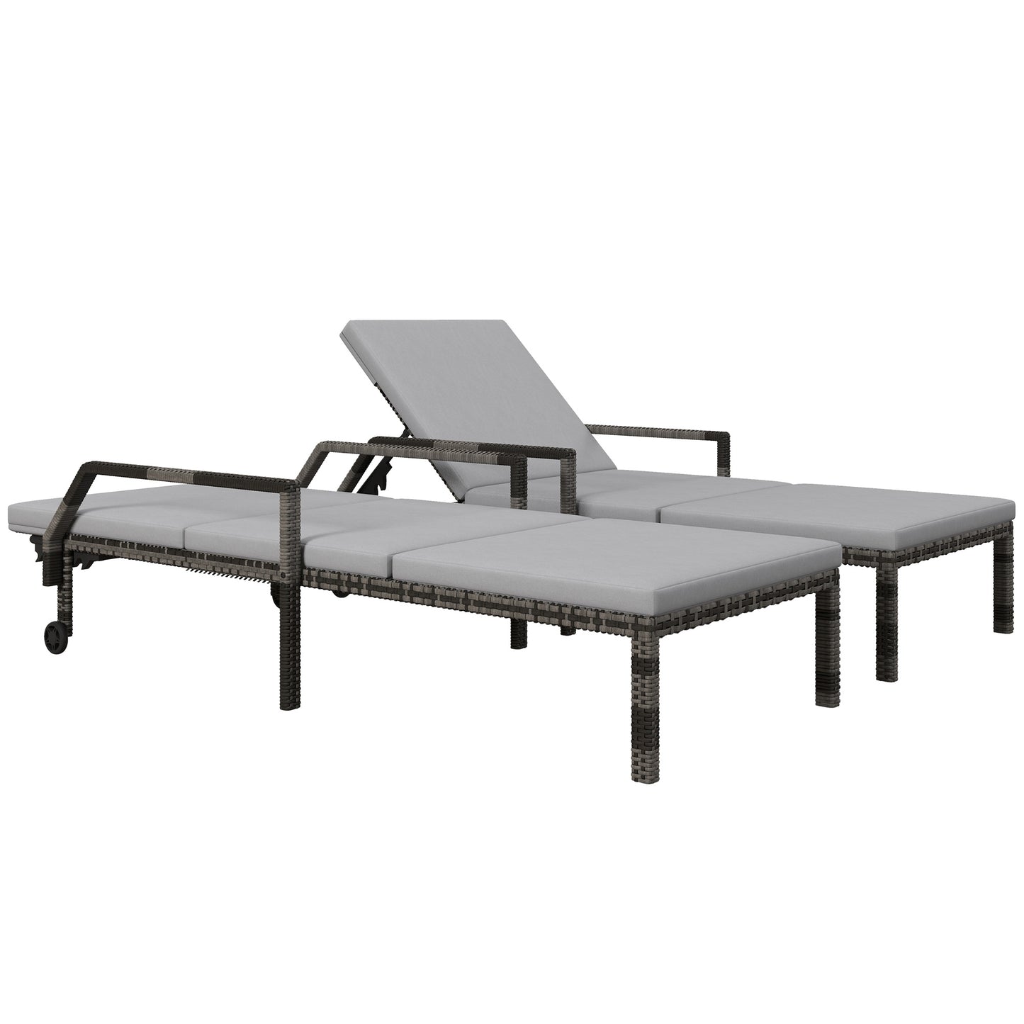 Outdoor PE Rattan Sun Lounger Set of 2 (1)