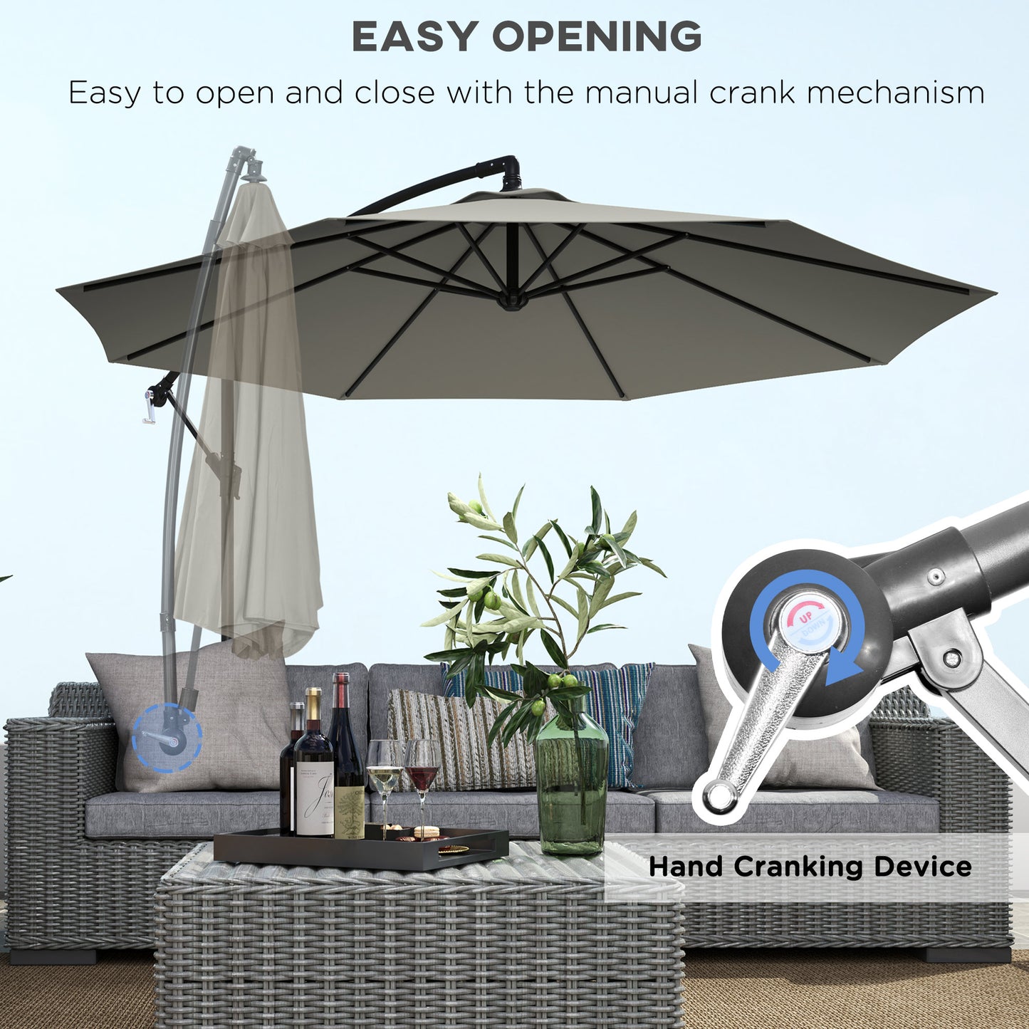 3m Overhanging Cantilever Parasol, with Cross Base