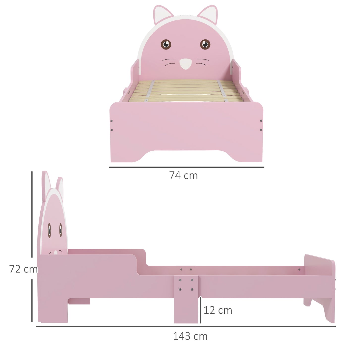 Bed for Kids Cat Design Toddler Bed Frame Bedroom Furniture