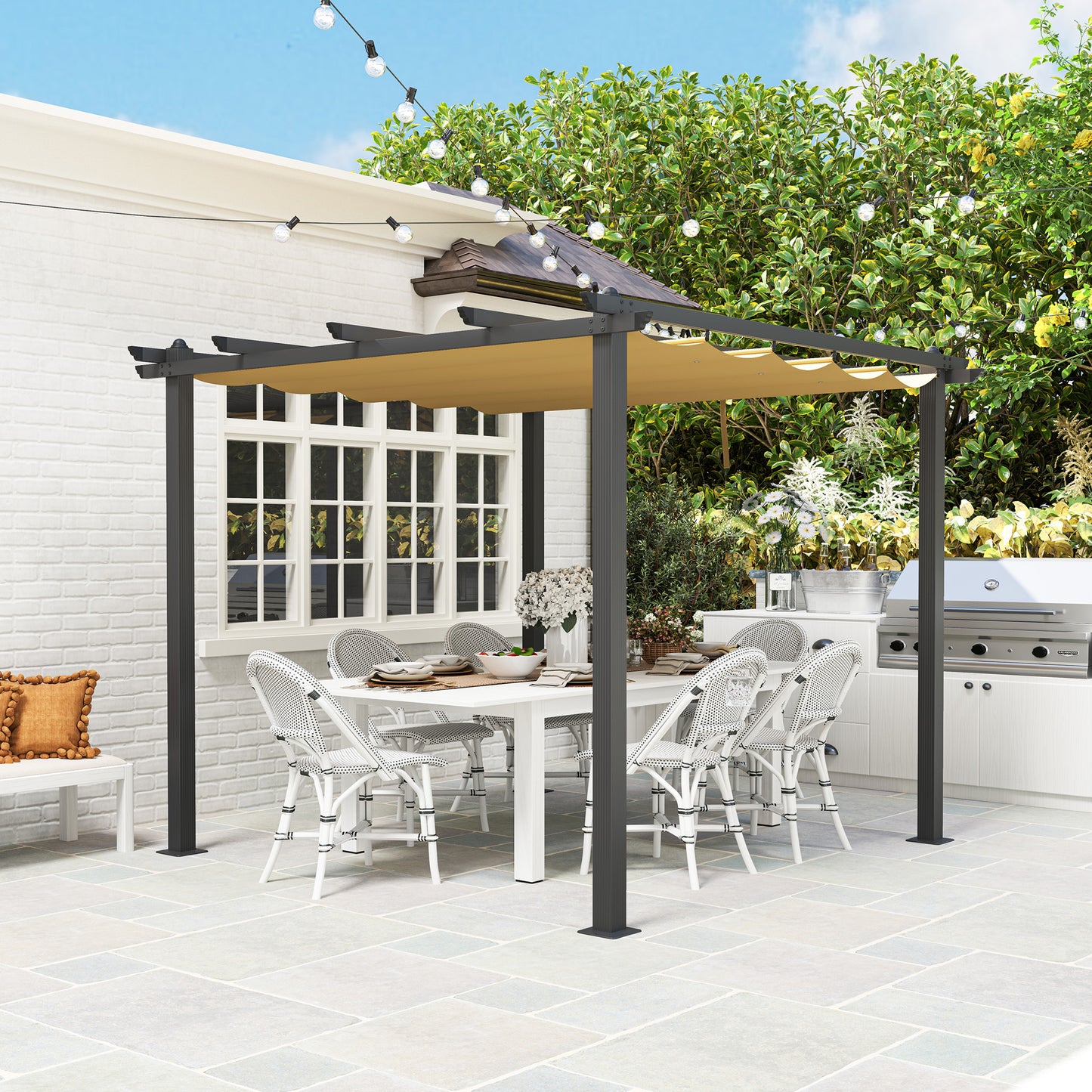 3 x 3m Aluminium Pergola, with Retractable Roof