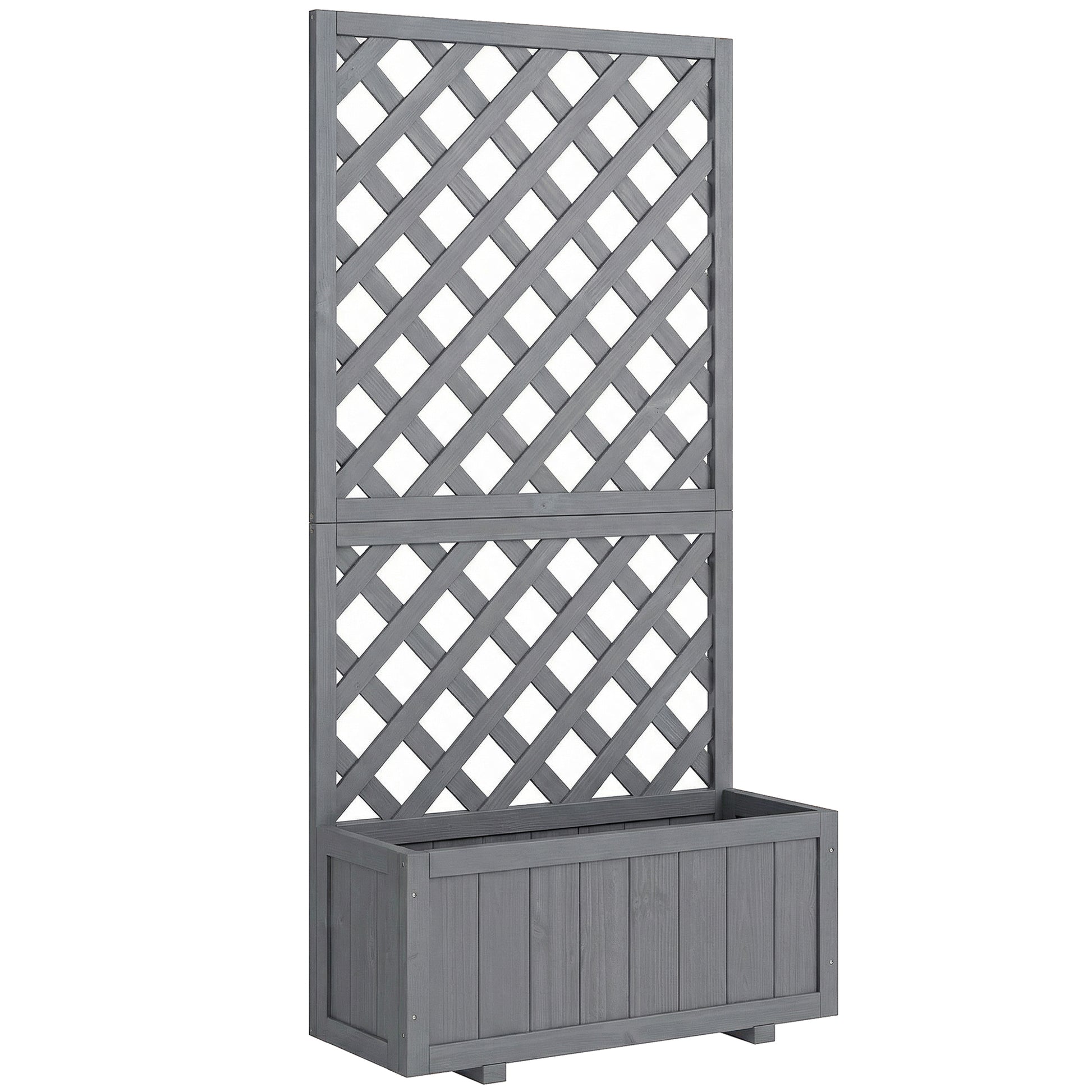 Wood Planter with Trellis for Climbing Plants, Raised Bed