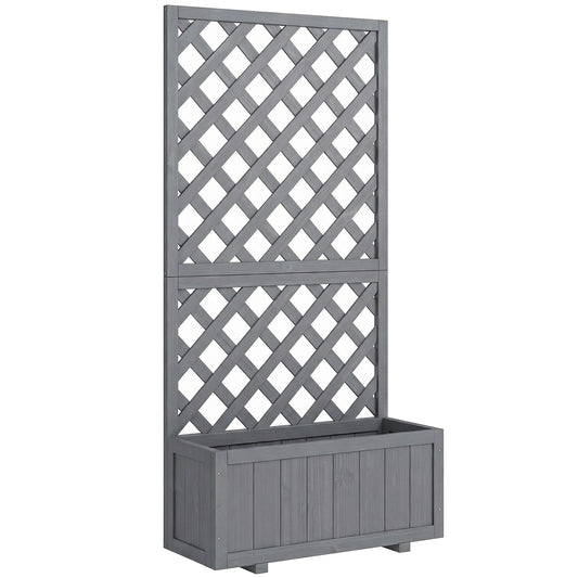 Wood Planter with Trellis for Climbing Plants, Raised Bed