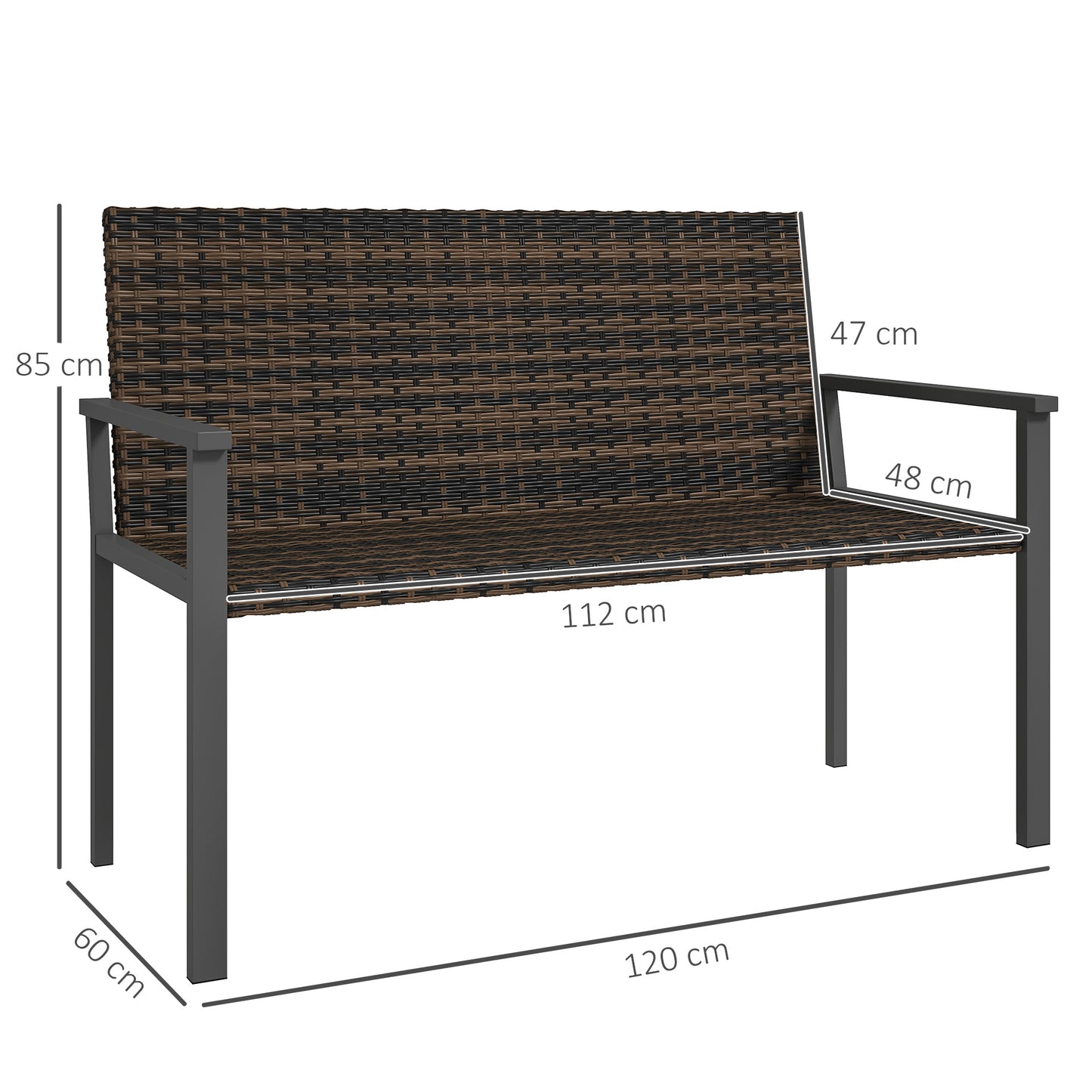 2 Seater Rattan Garden Bench