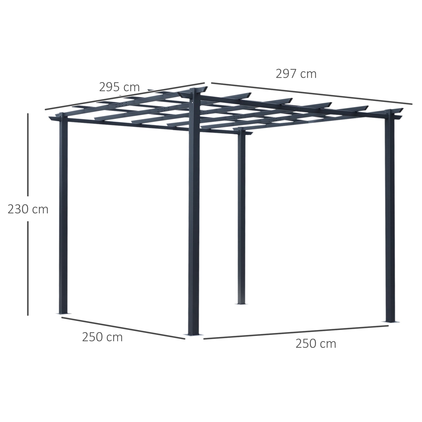 3 x 3 Meter Metal Pergola Garden Gazebo Grape Trellis