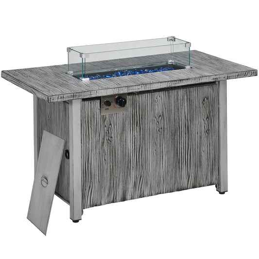 50,000 BTU Gas Fire Pit Table with Cover and Glass Screen