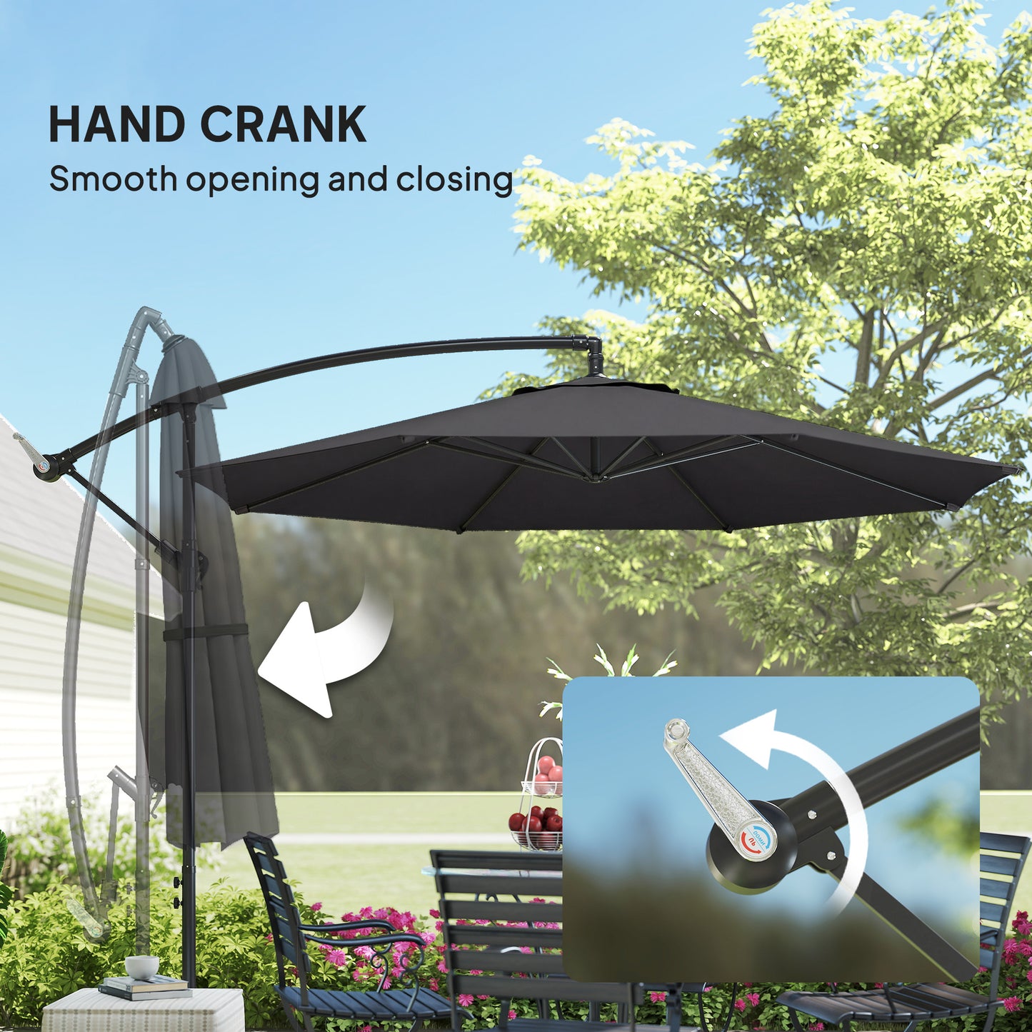 3 m Overhanging Cantilever Parasol, with Cross Base