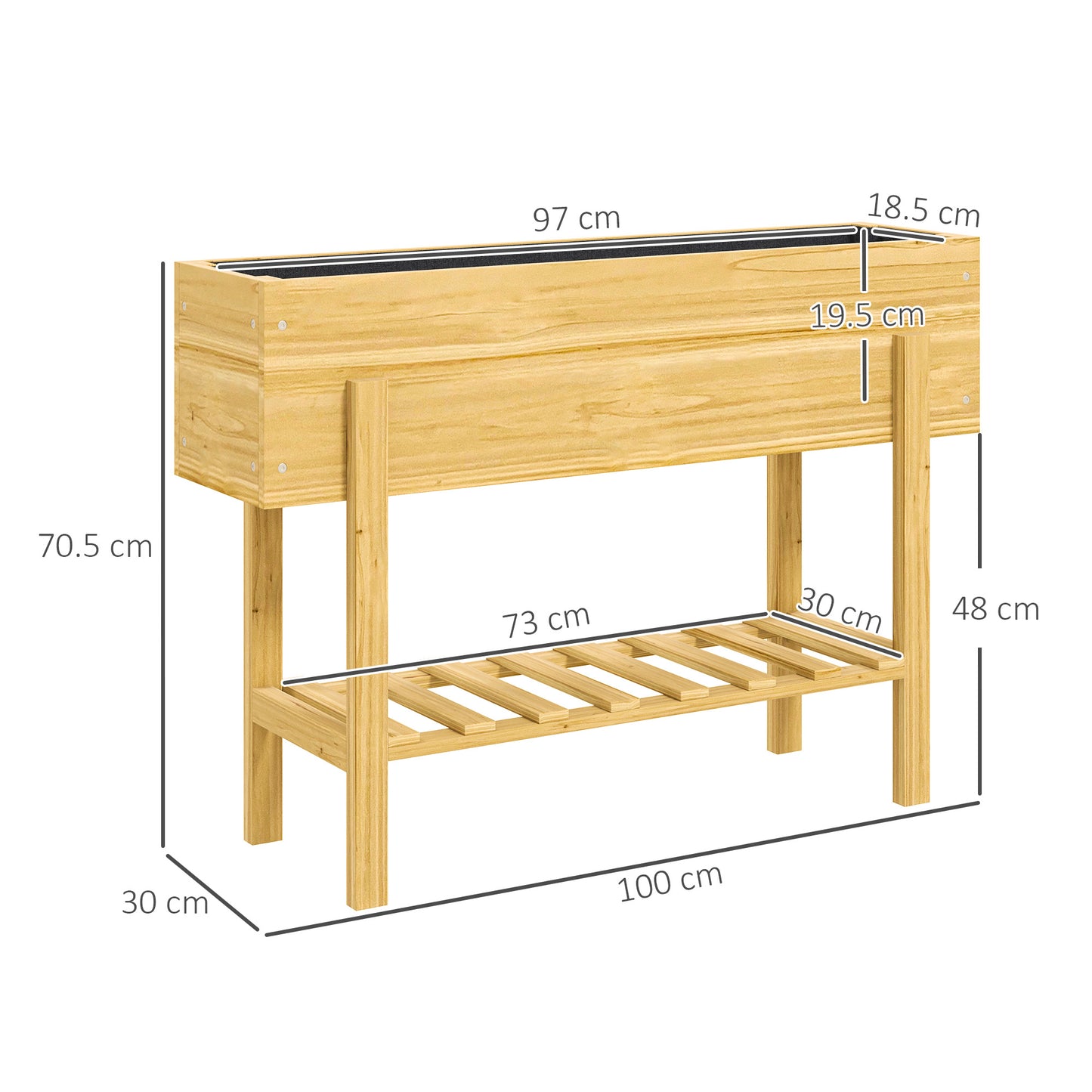 Wooden Raised Garden Bed, Elevated Planter Box with Bed Liner