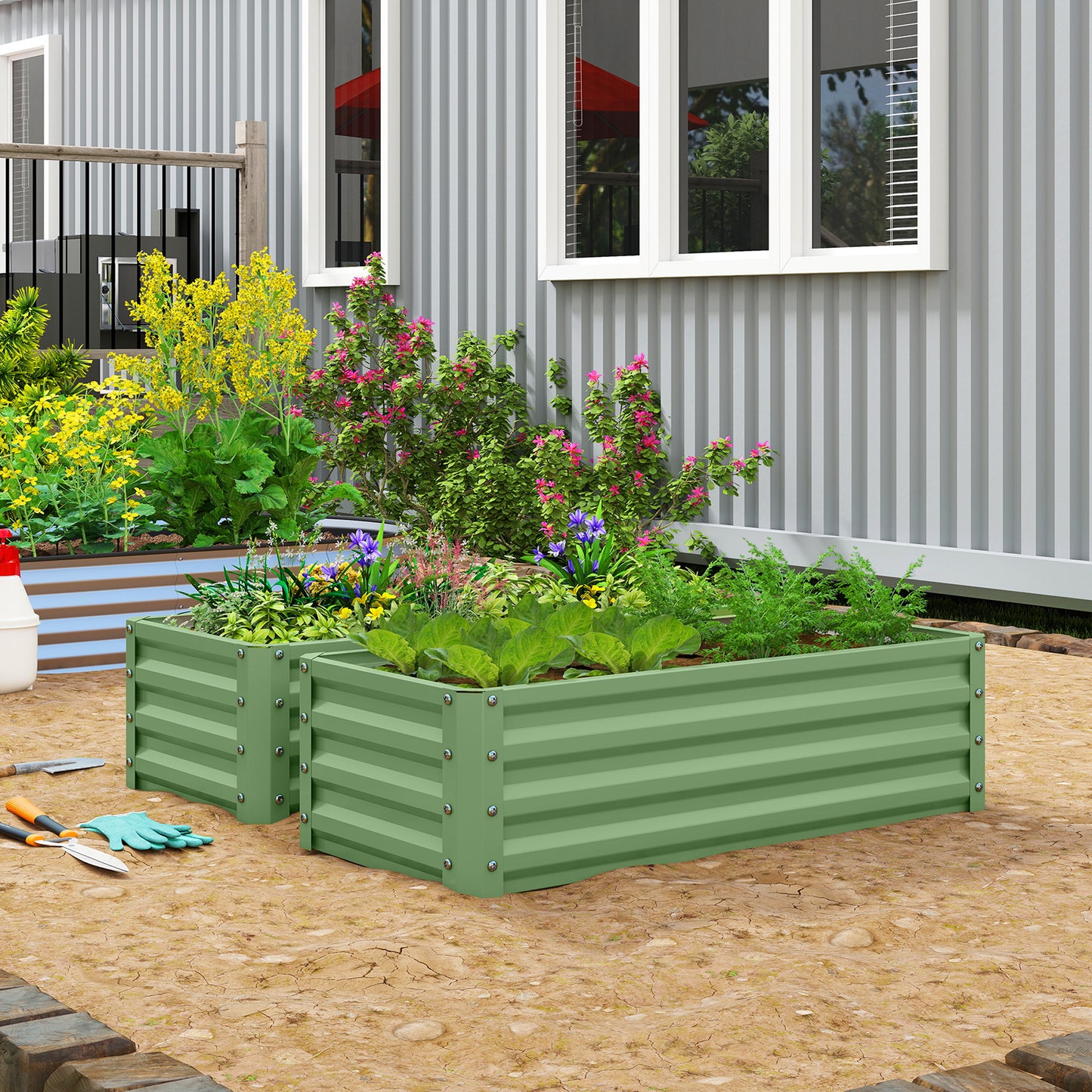 Set of Two 110 x 50cm Steel Planter Boxes