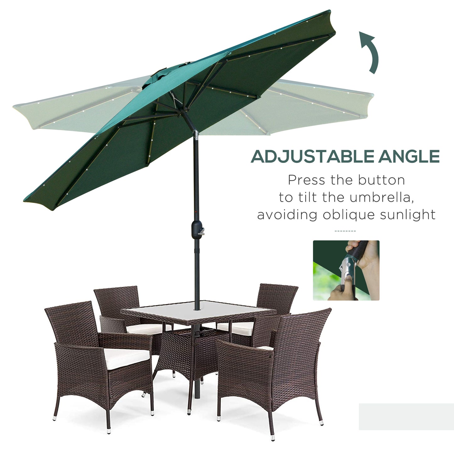 2.7m Patio Garden Umbrella Outdoor Parasol with Tilt Crank (2)
