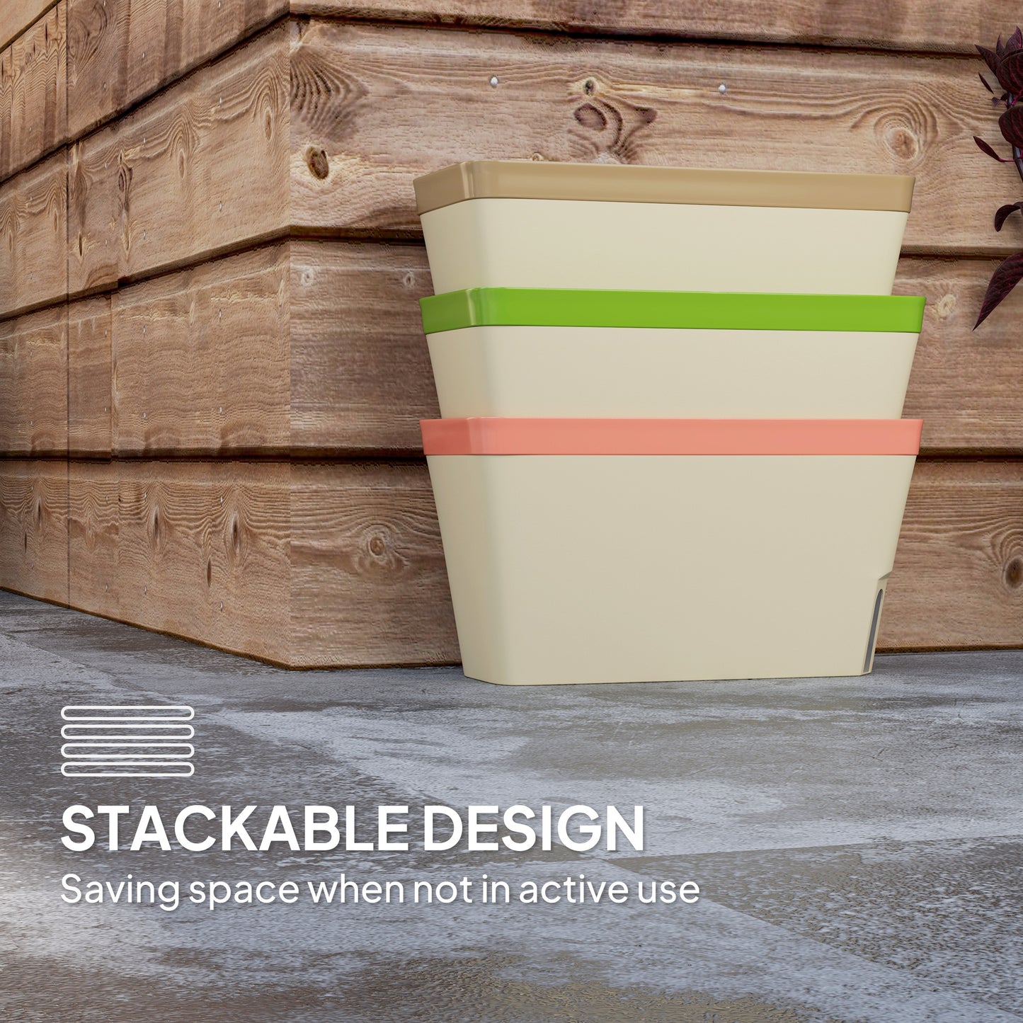 Set of 3 Self Watering Plant Pots Outdoor
