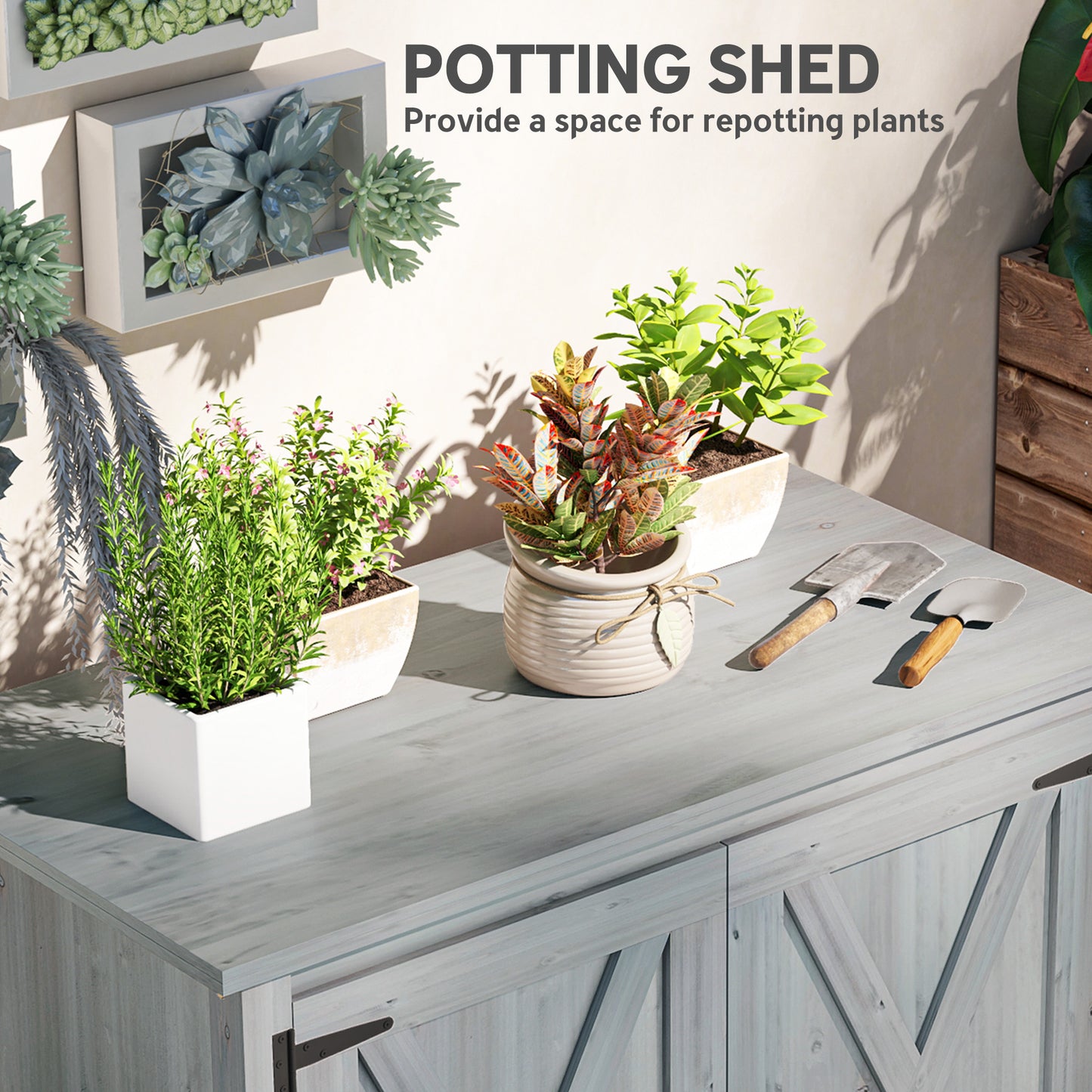 Wooden Garden Shed, Outdoor Fir Wood Storage Shed with Shelf