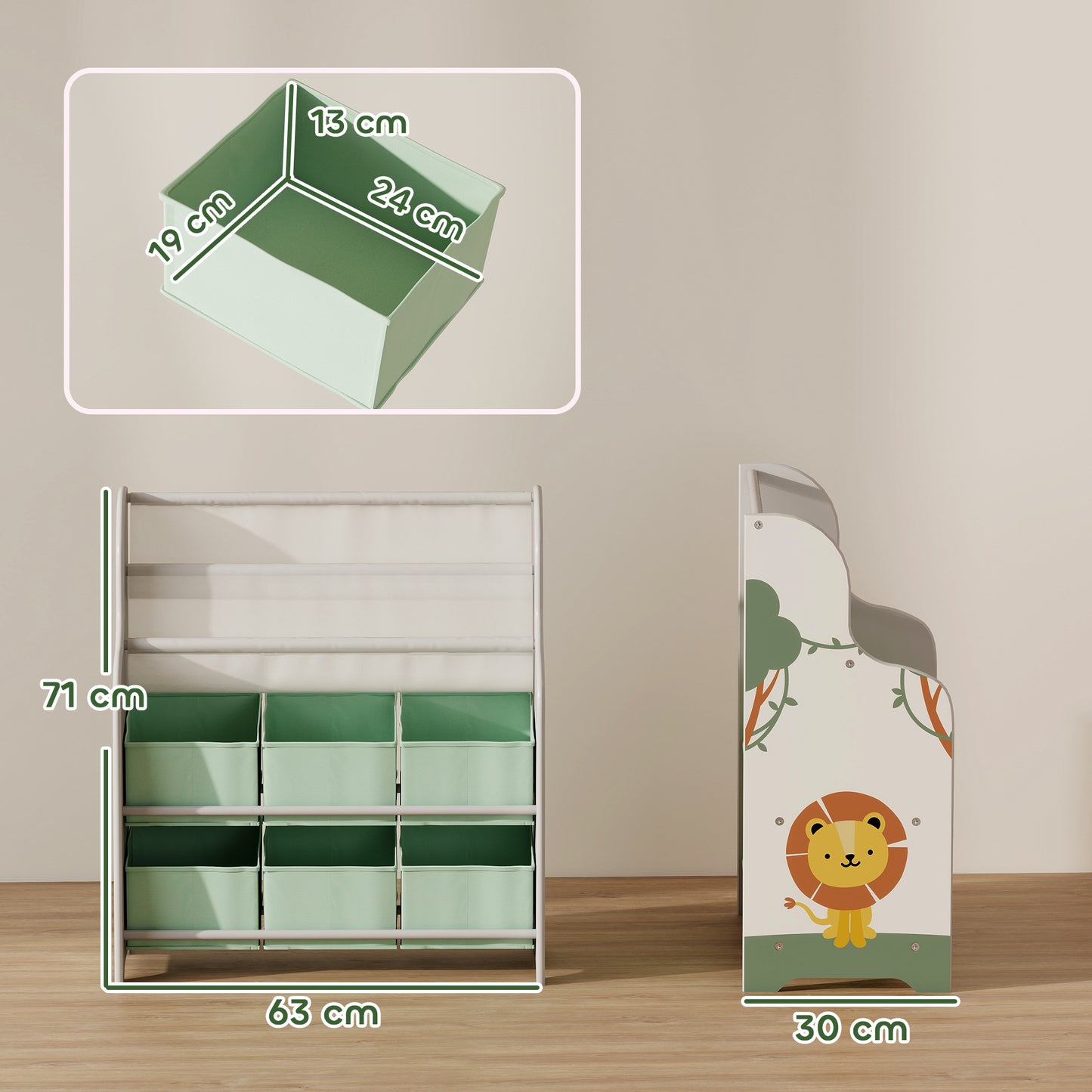 Kids Storage Unit, Toy Organiser with 6 Fabric Drawers