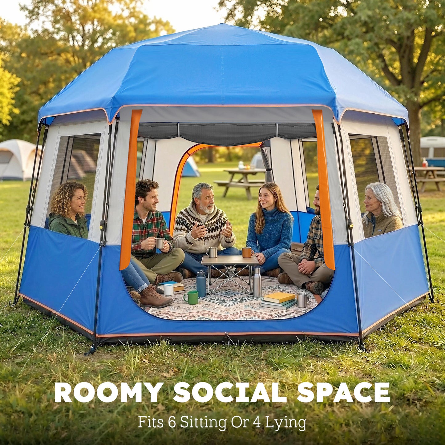 Cabin Tent Easy Setup 3000mm Waterproof Camping Tent 4 Person