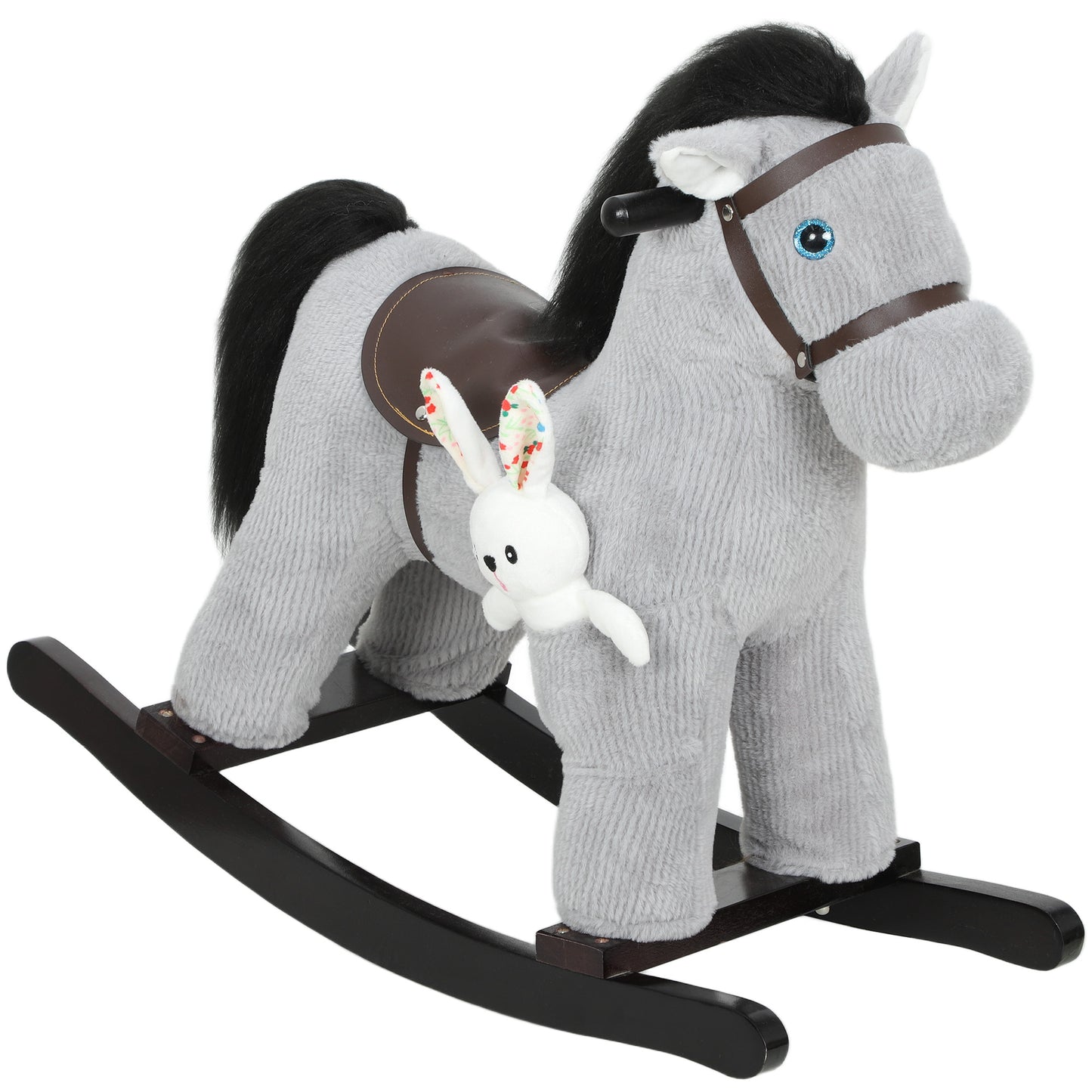 Baby Rocking Horse, Plush Ride on Toy with Handle Grip
