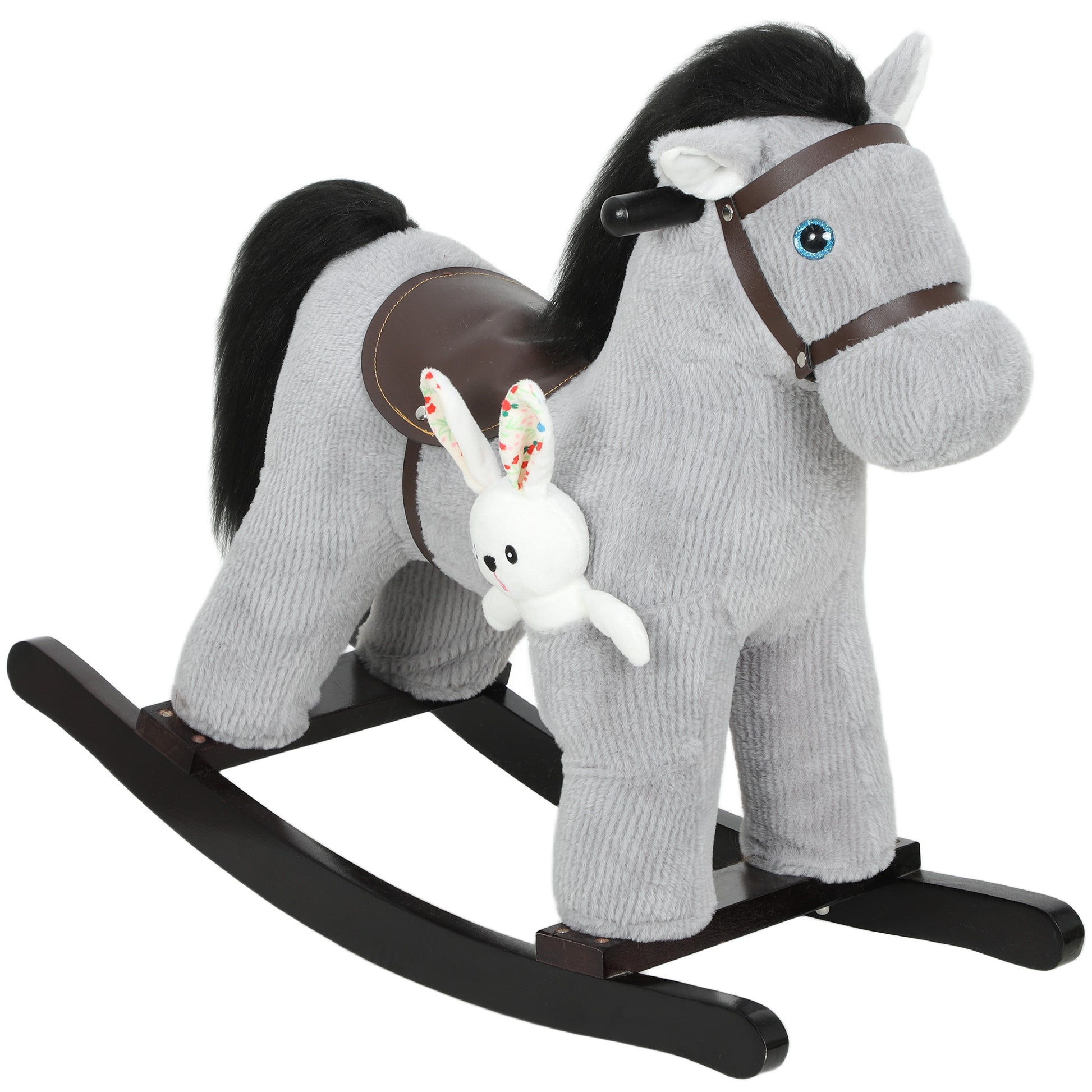 Baby Rocking Horse, Plush Ride on Toy with Handle Grip