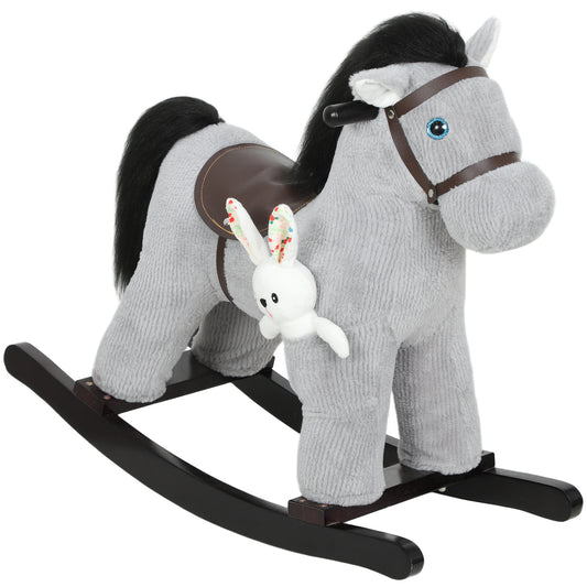 Baby Rocking Horse, Plush Ride on Toy with Handle Grip