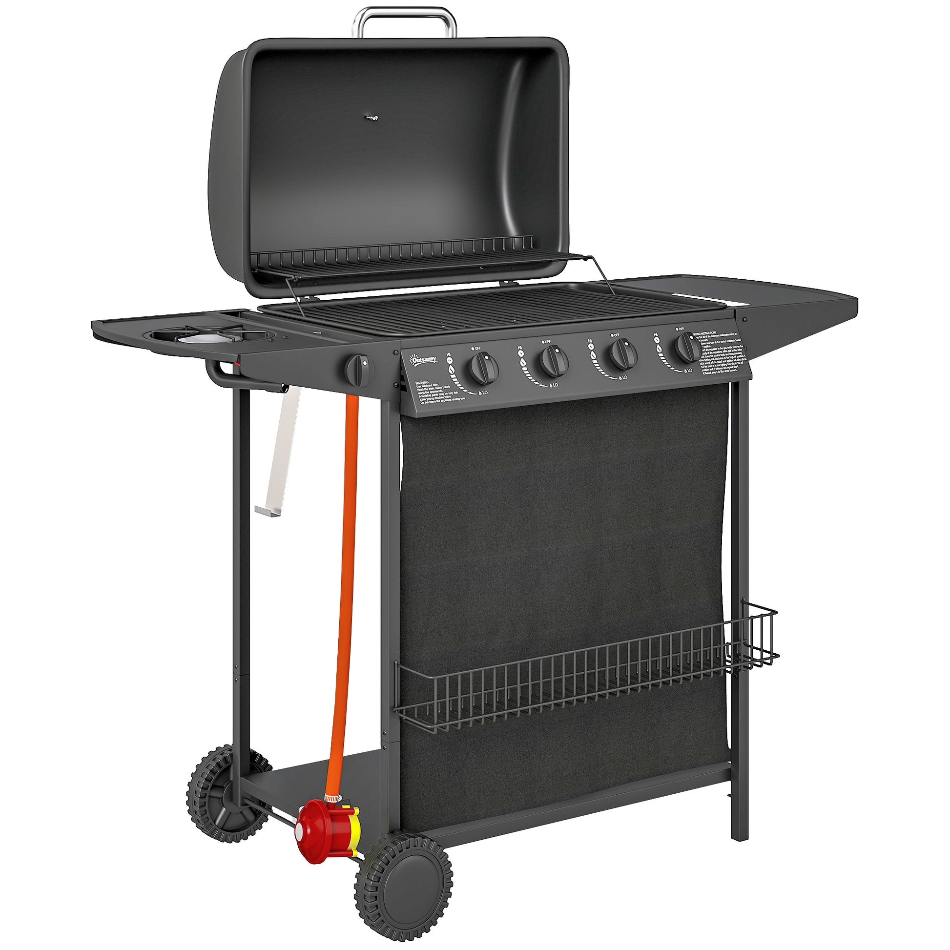 4+1 Burner Gas BBQ Grill, Portable Gas Barbecue Grill