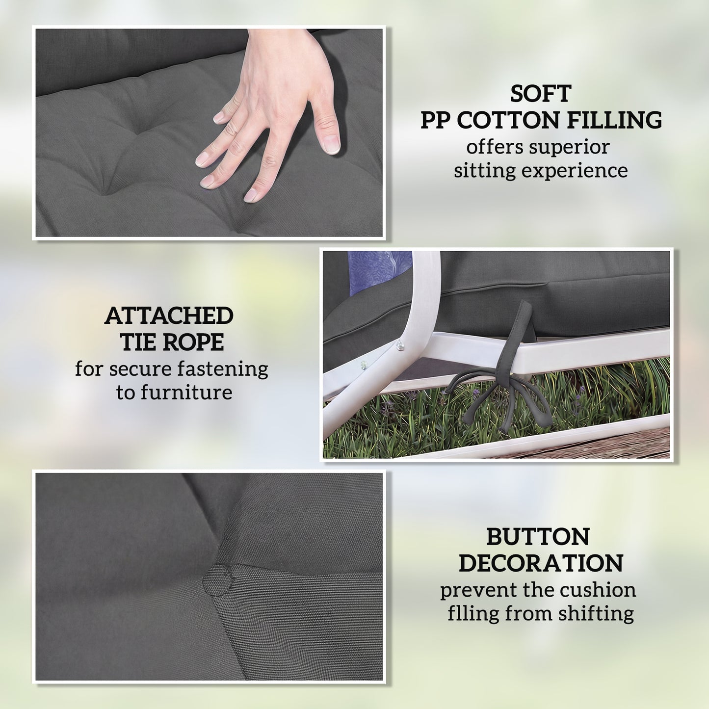 Garden Bench Cushion, 2 Seater Swing Chair Cushion