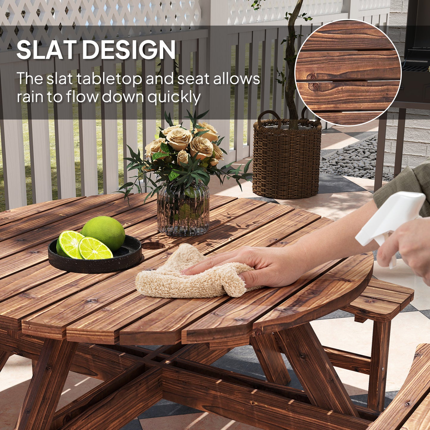 Wooden Garden Dining Set, 8 Seater Patio Furniture Set