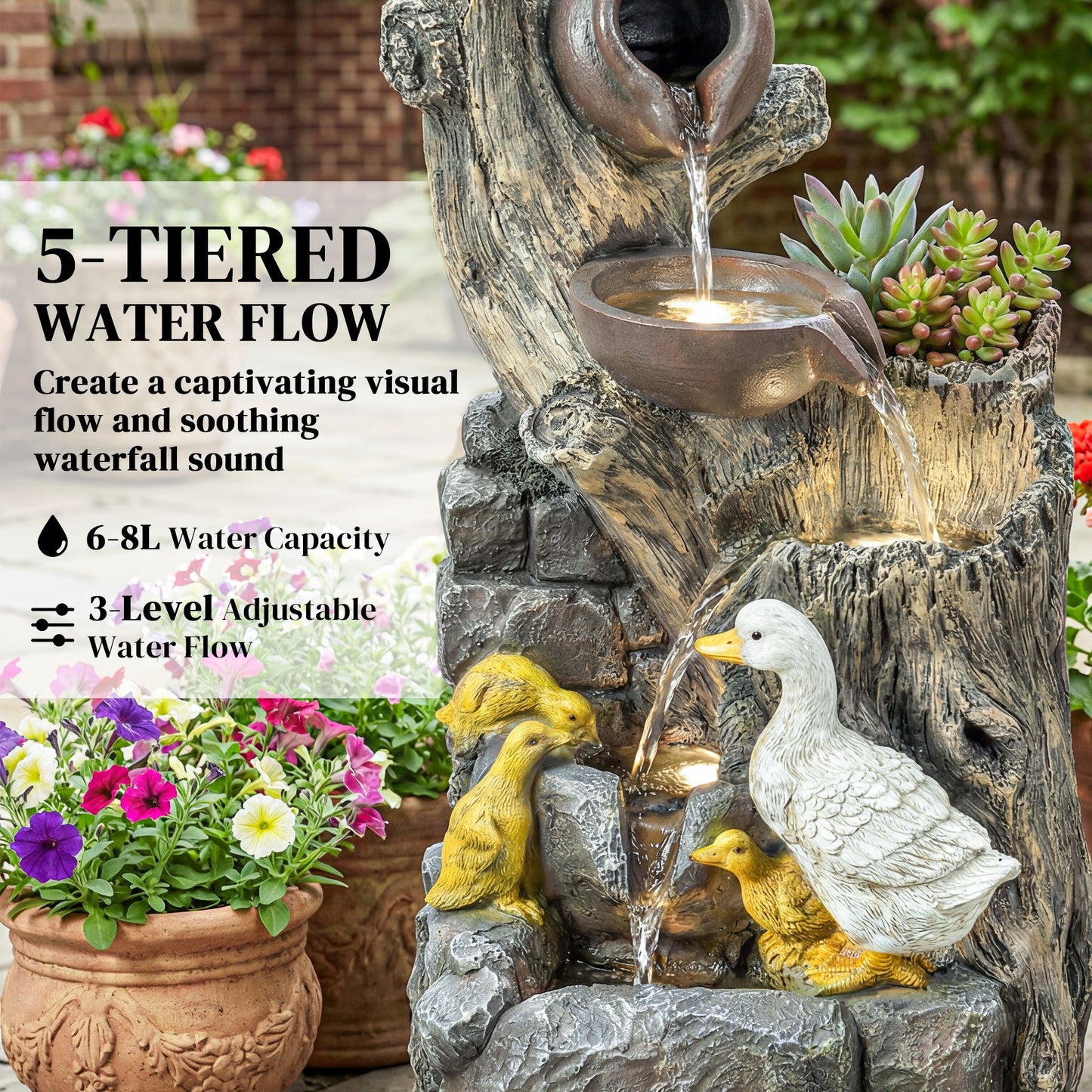 5-Tier Outdoor Waterfall Fountain