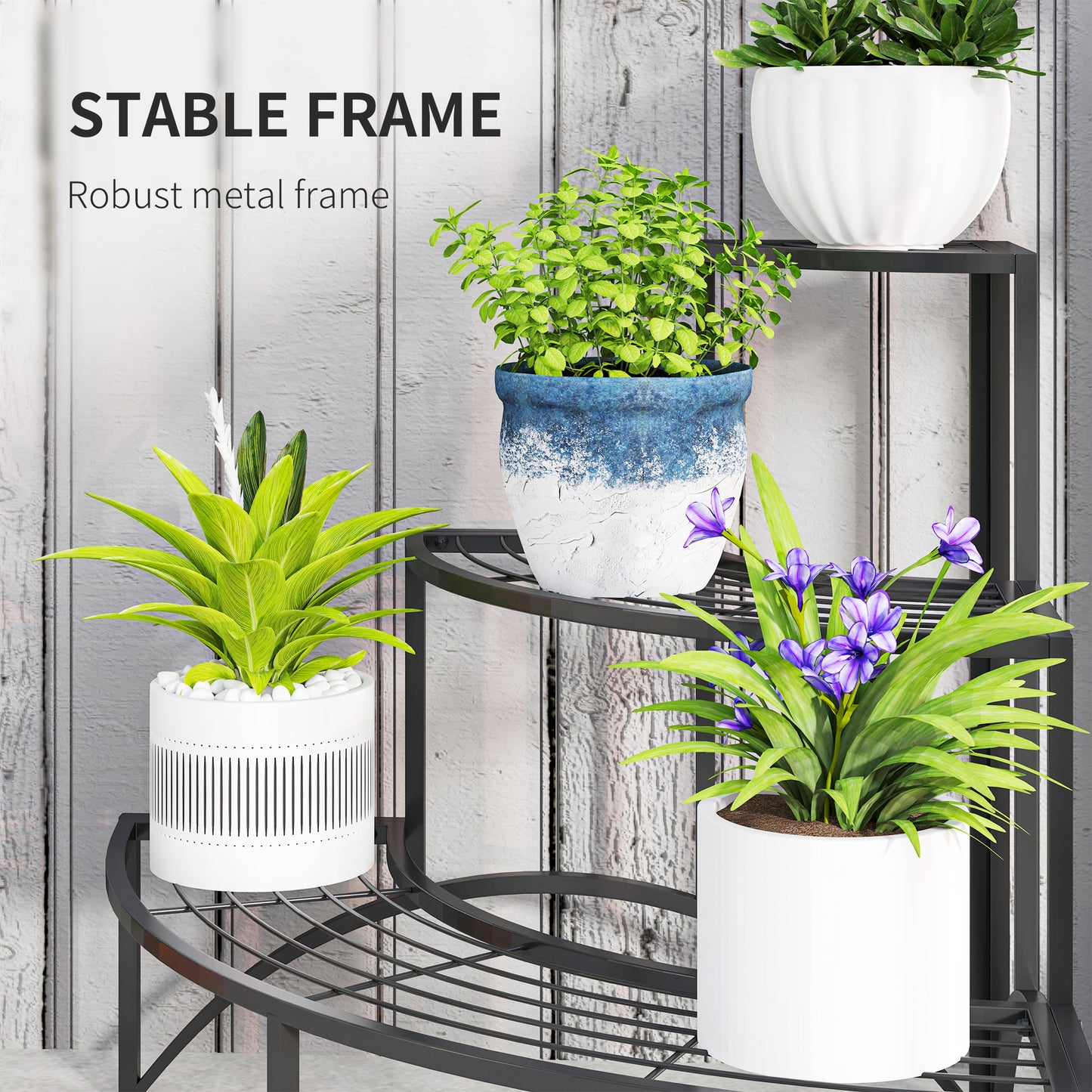 Three-Tier Corner Metal Plants Shelves
