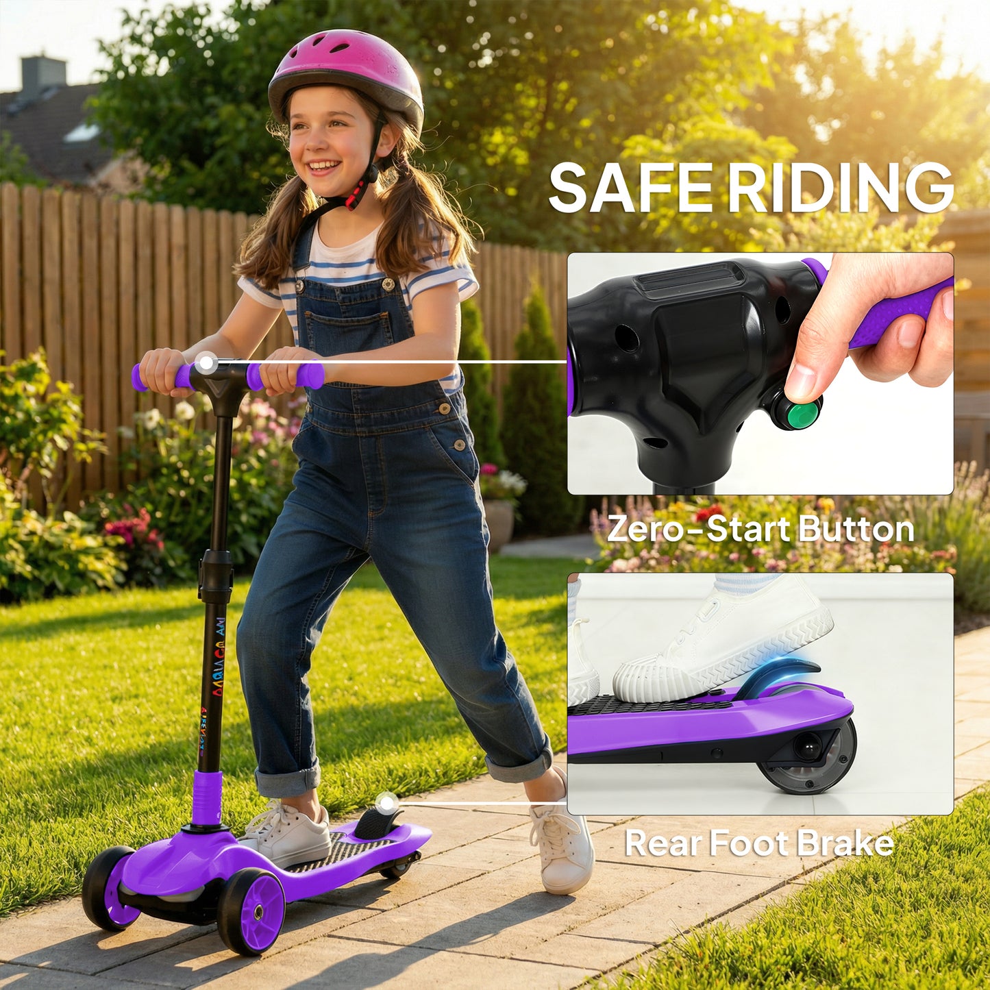 Three-Wheel Foldable Electric Scooter for Kids Aged 6-10 Years