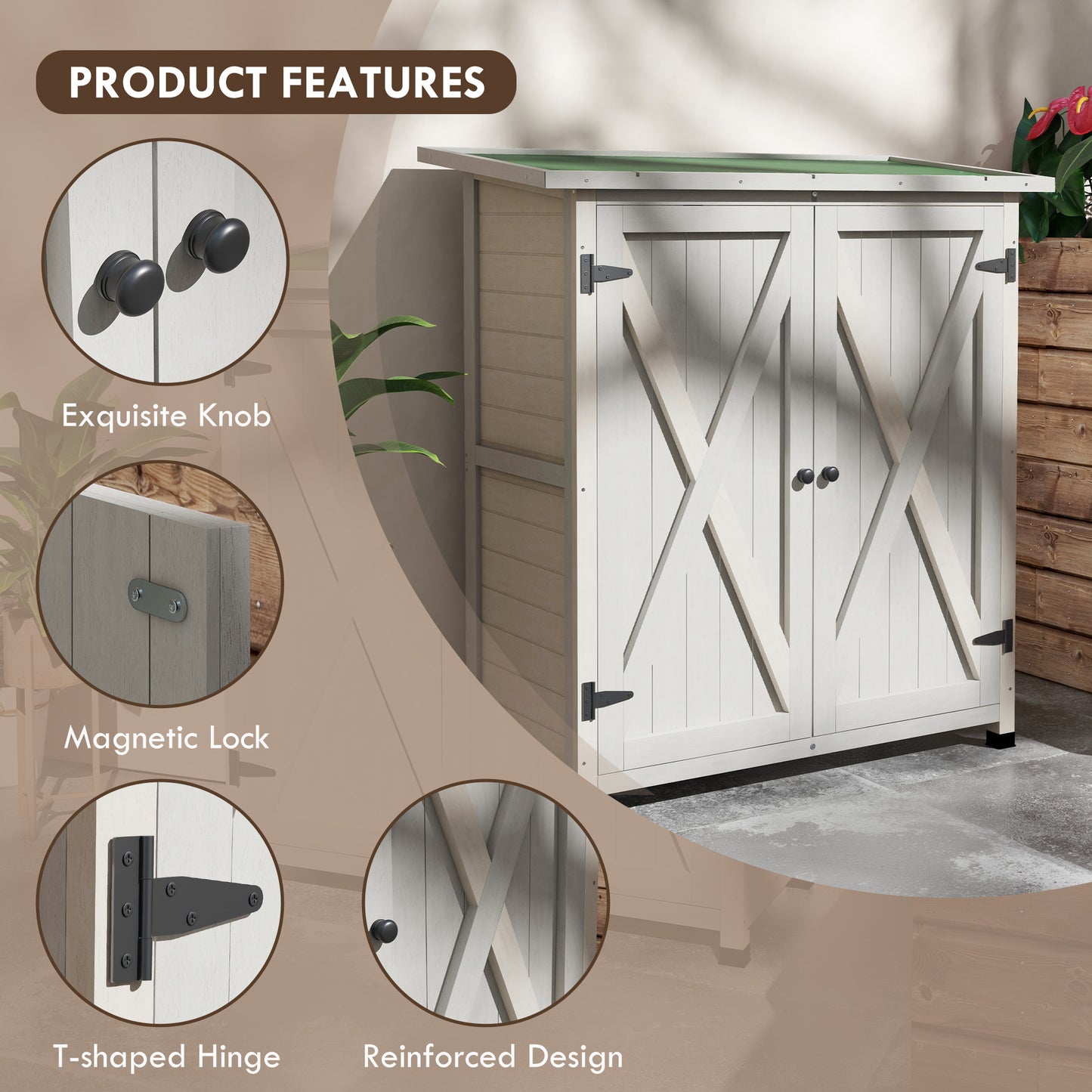 46.5 x 97cm Compact Wooden Storage Shed