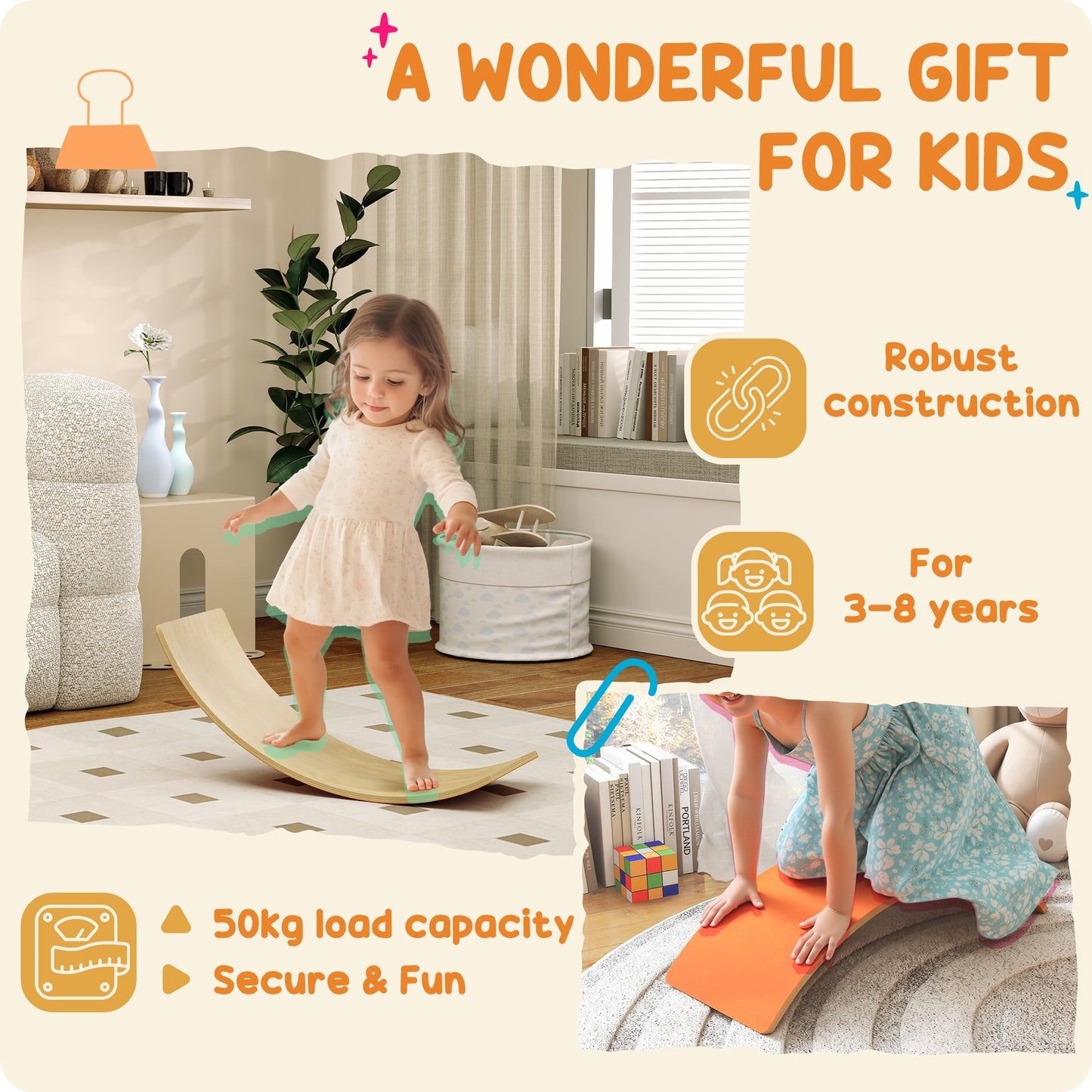 Wooden Balance Board for Kids