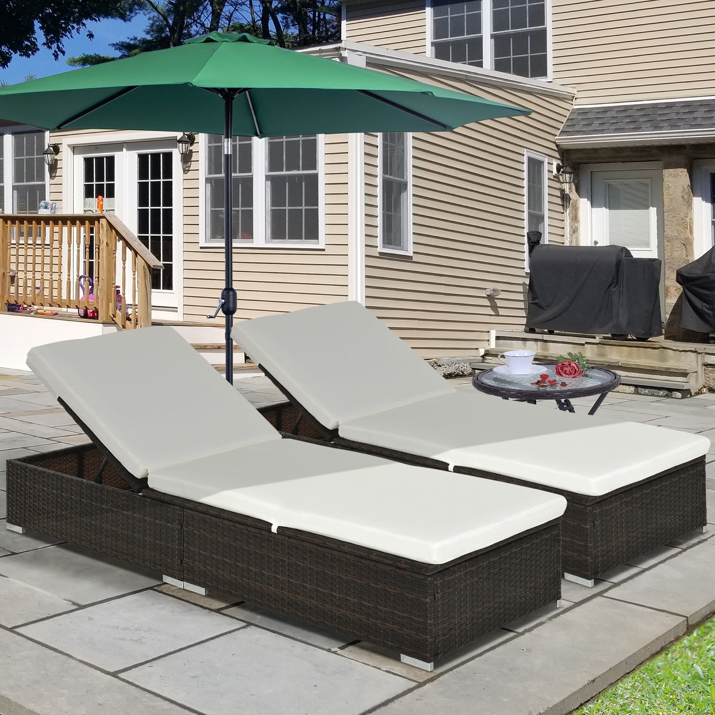 PE Rattan Sun Lounger with Cushion