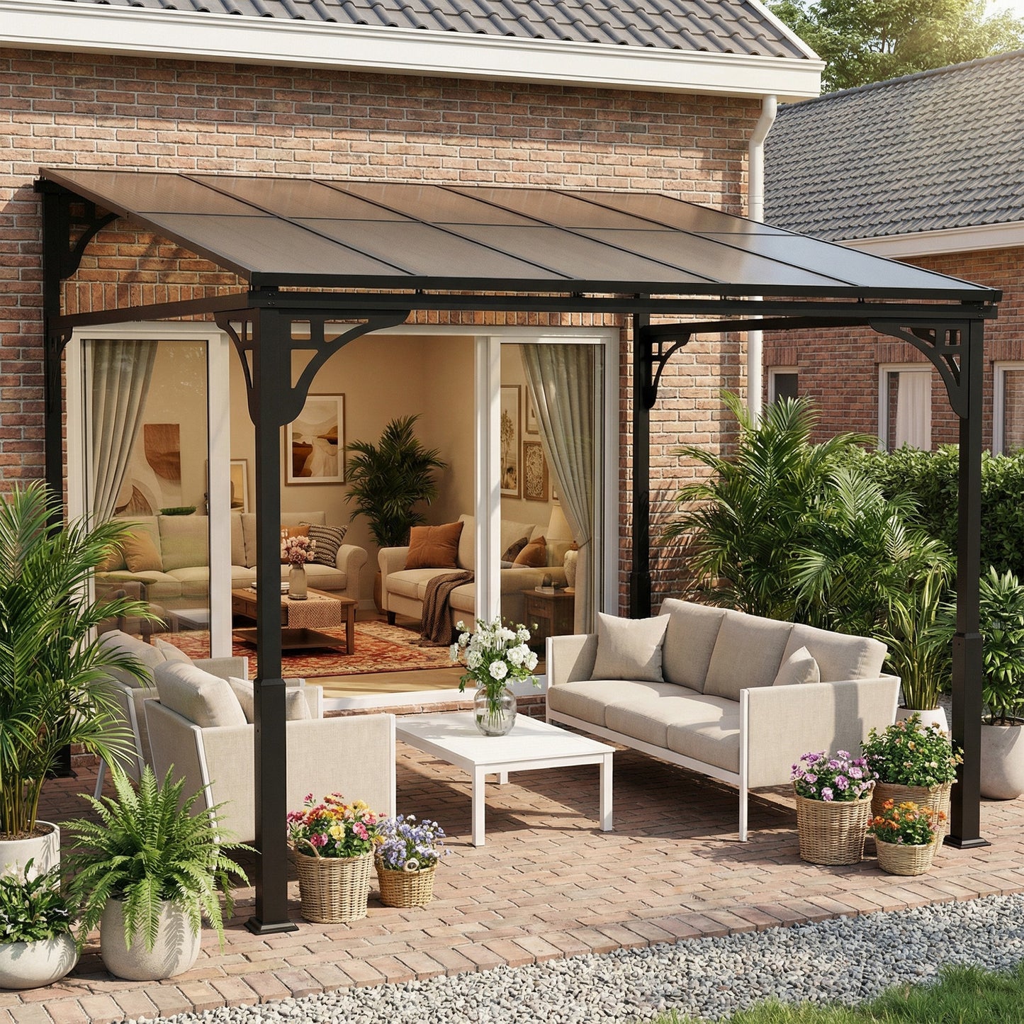 3 x 2.87 m Metal Lean-to Pergola
