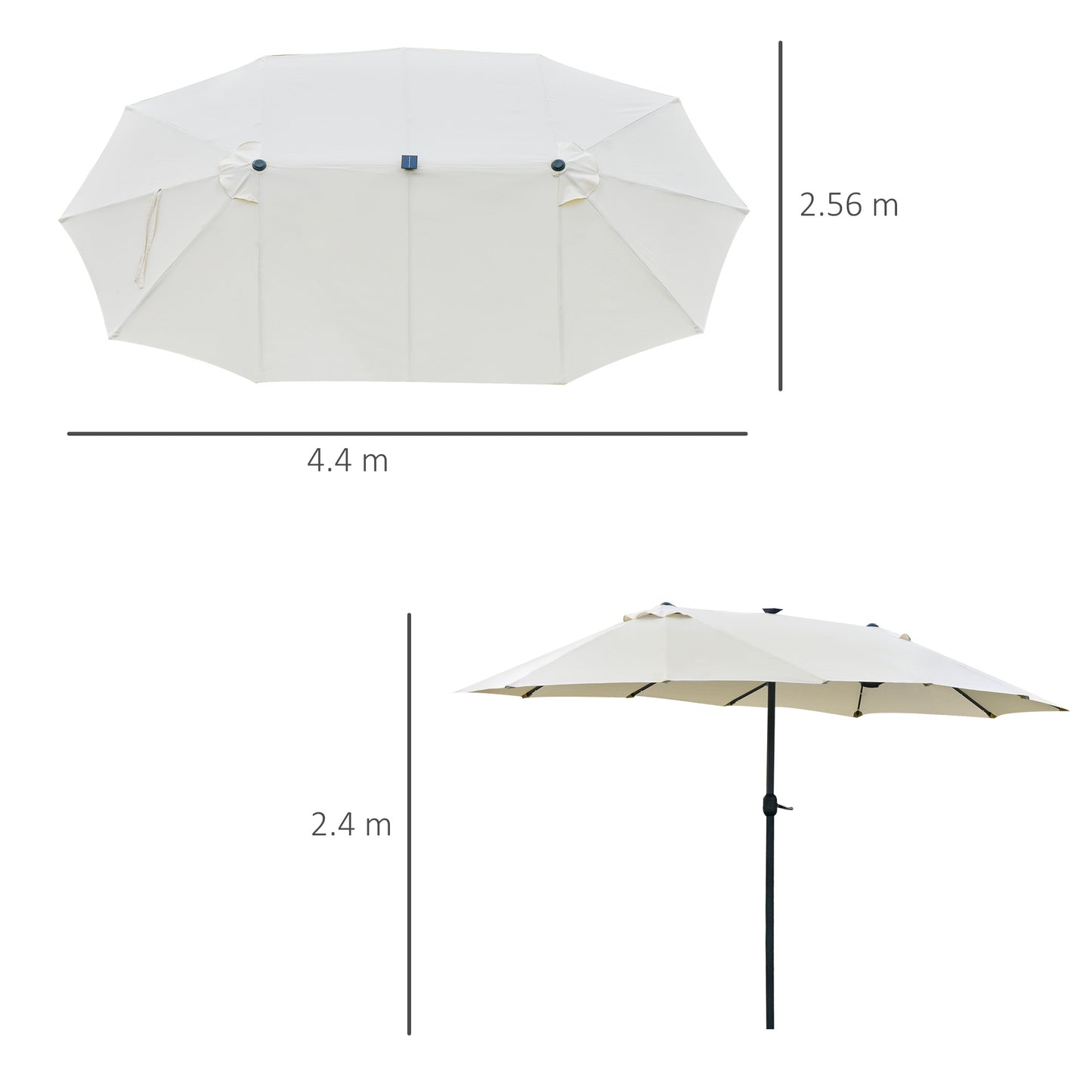 4.4m Double-Sided Sun Umbrella Patio Parasol LED Solar Lights