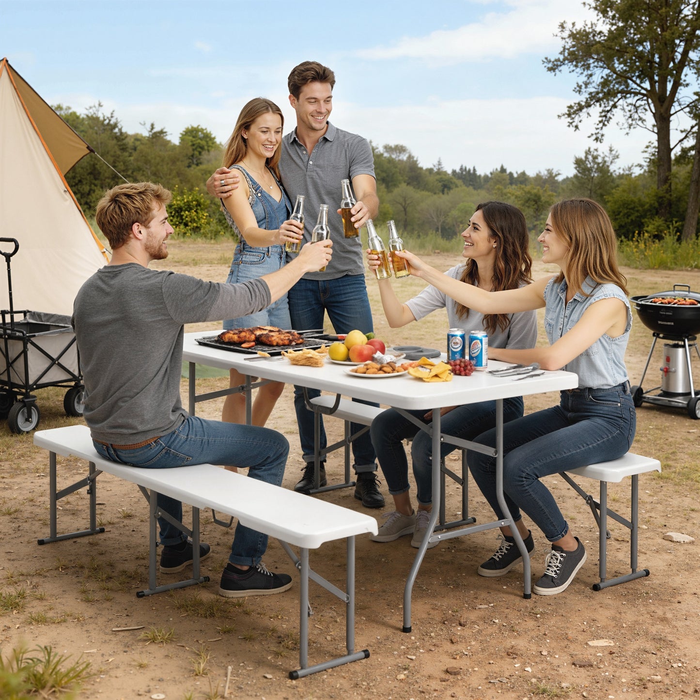 Three-Piece Folding Picnic Table and Bench Set