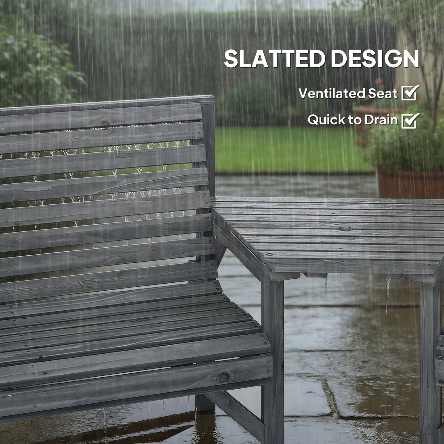 Wooden Garden Furniture Set with Parasol Hole, 1 Chair